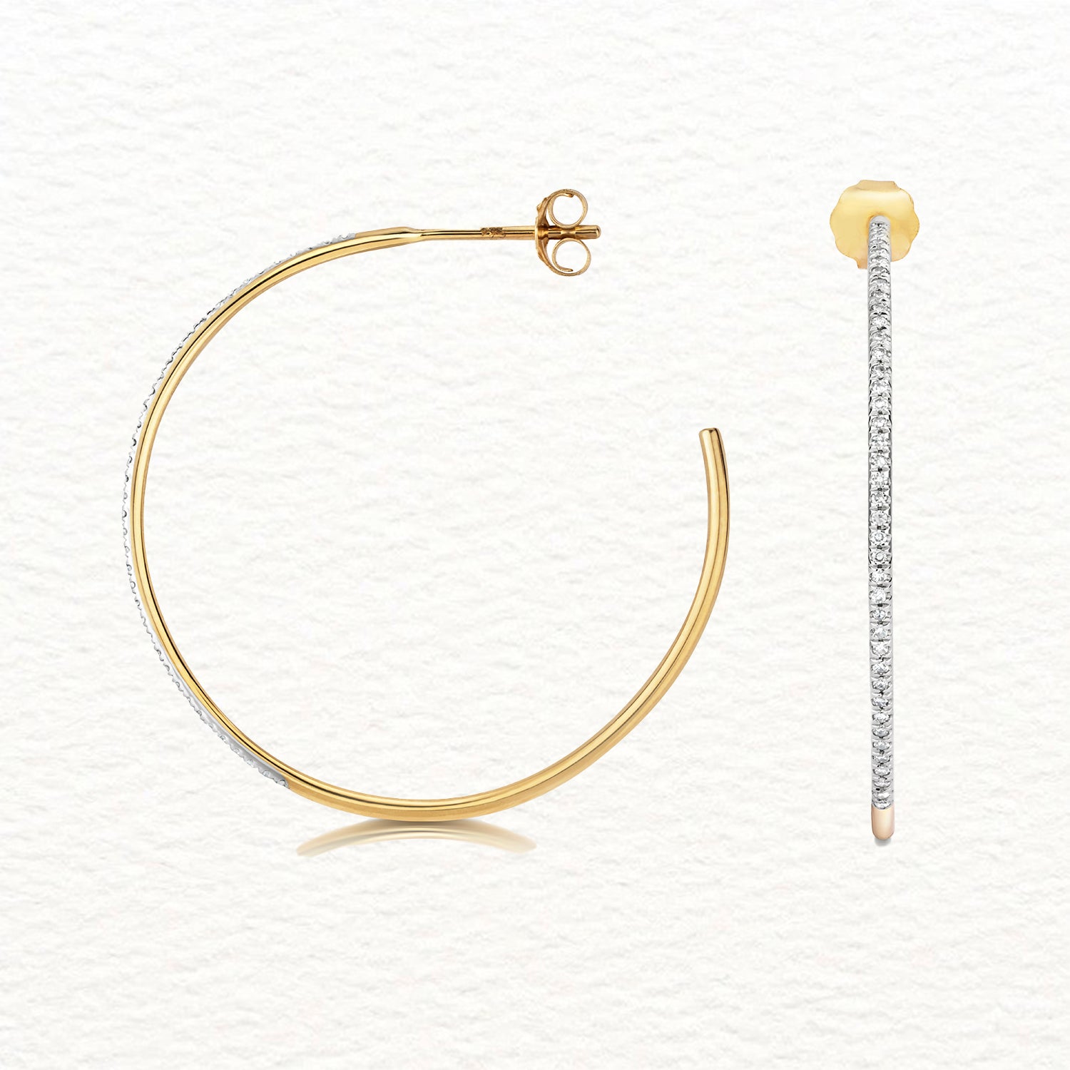 18K Gold and Diamond Hoop Earring