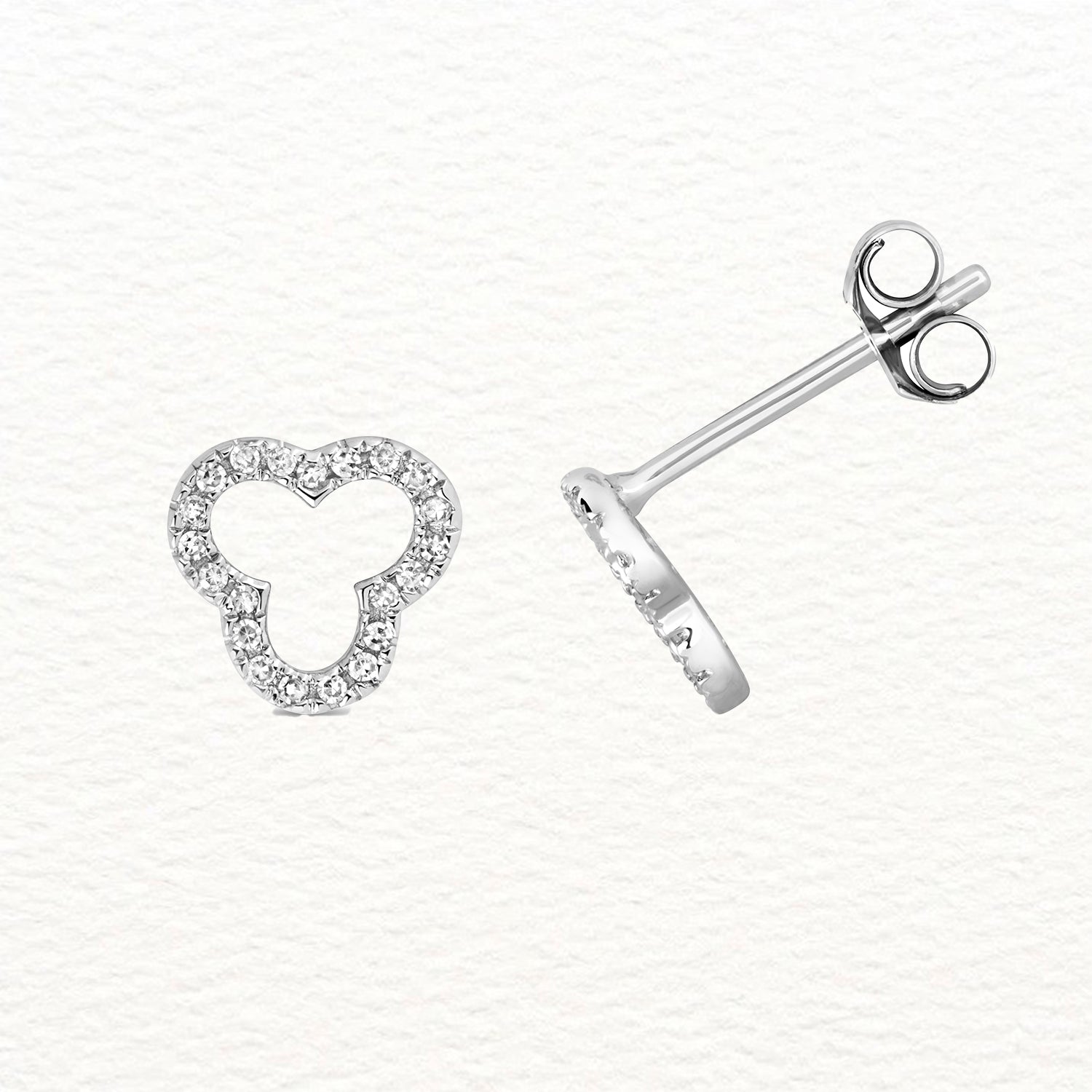 18K Gold and Diamond Clover Stud Earring