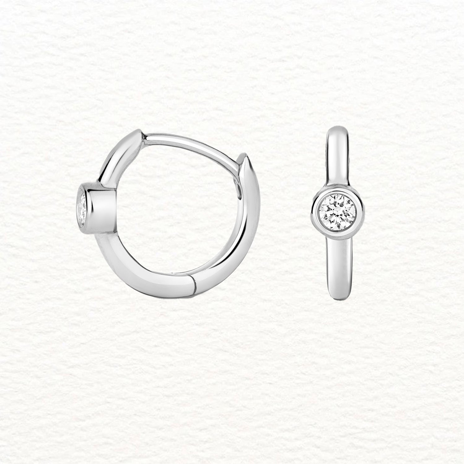 18K Gold and Diamond Rubover Huggie Earring