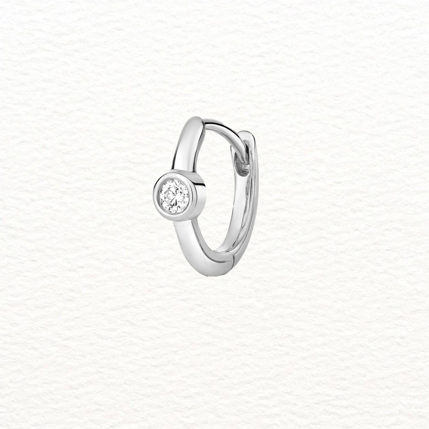18K Gold and Diamond Rubover Huggie Earring