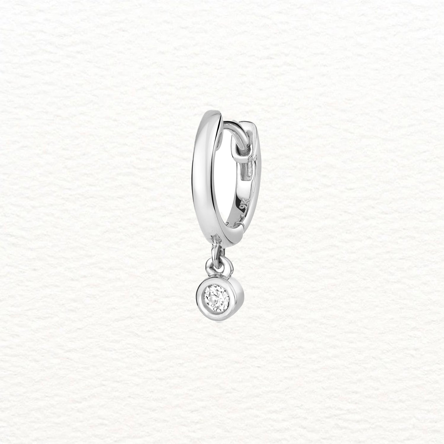 18K Gold and Diamond Huggie Earring with Dangle