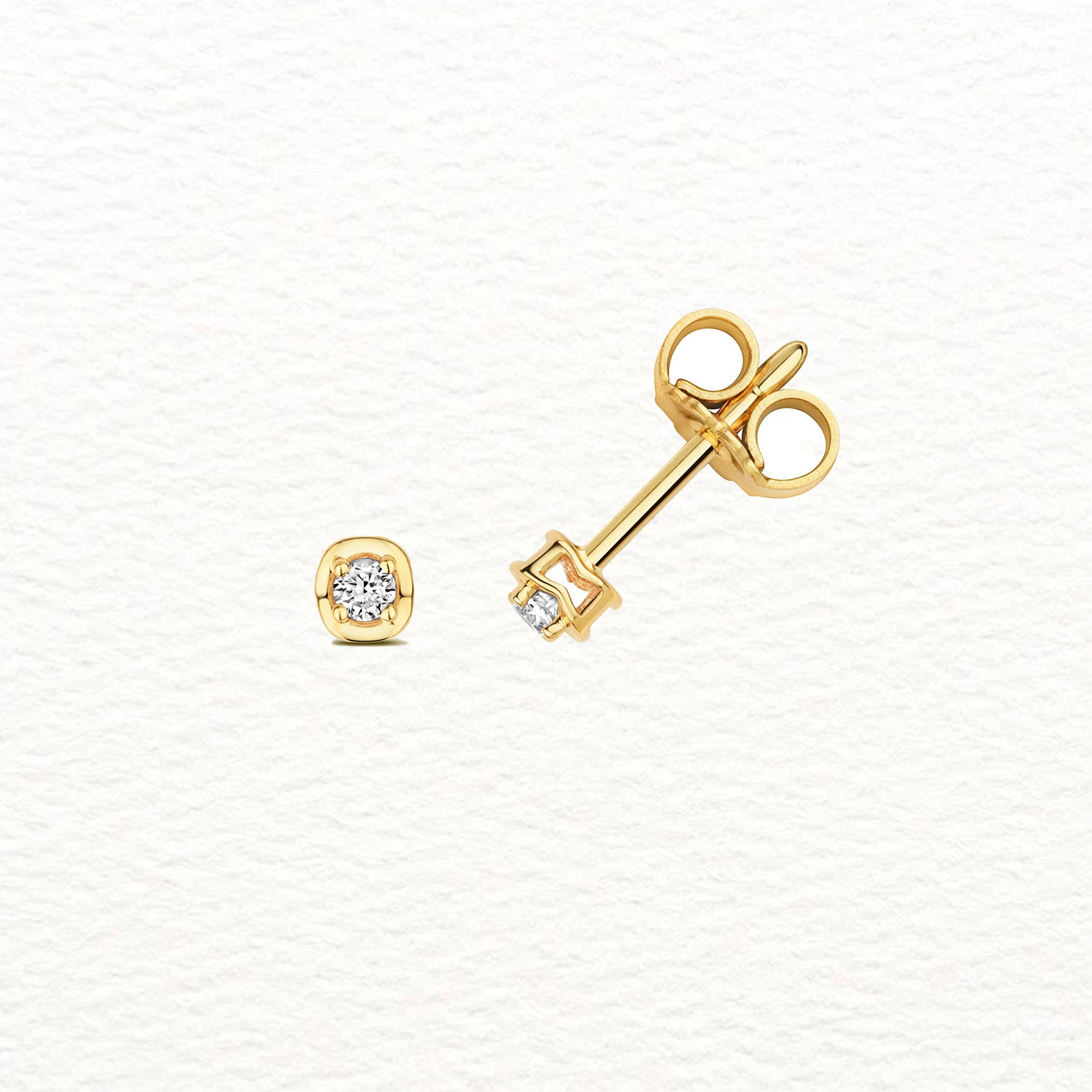18K Gold and Diamond Bezel Illusion Stud Earring