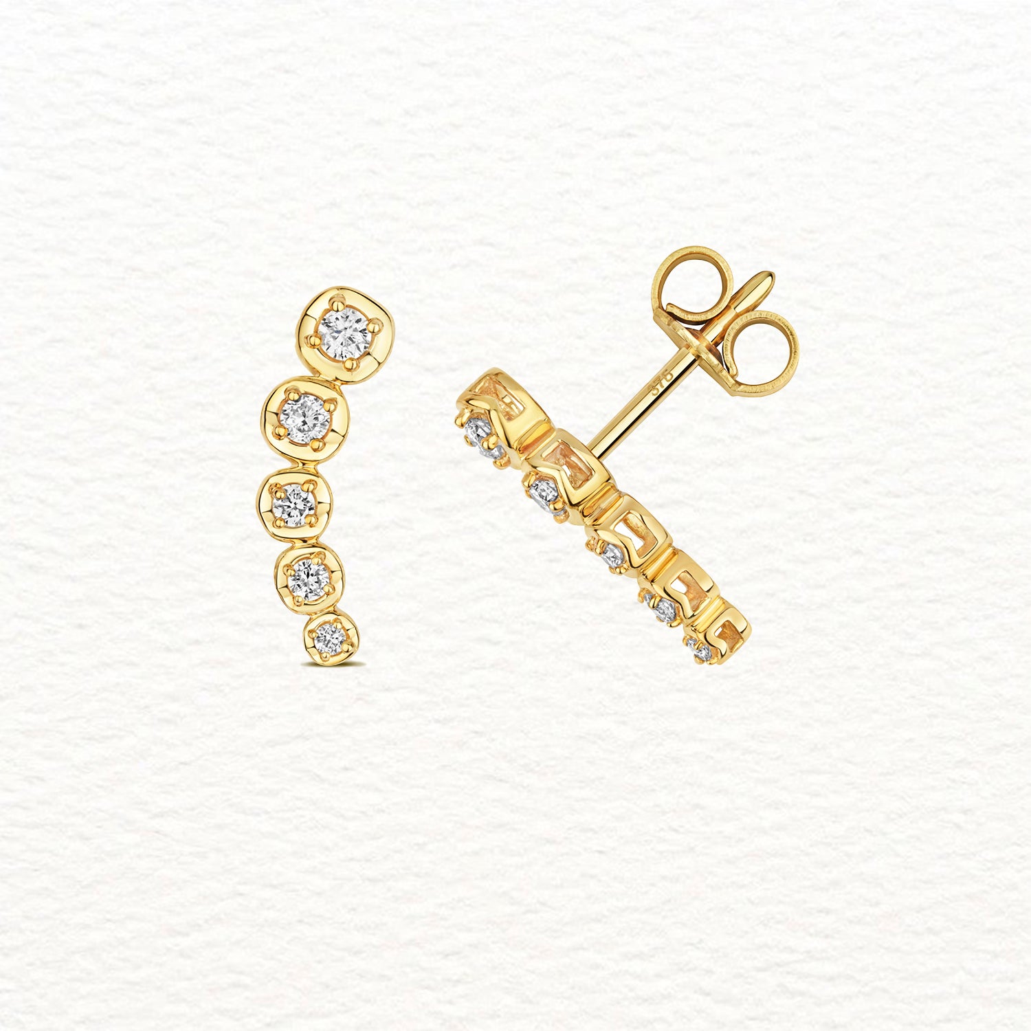 18K Gold and Diamond Climber Stud Earring