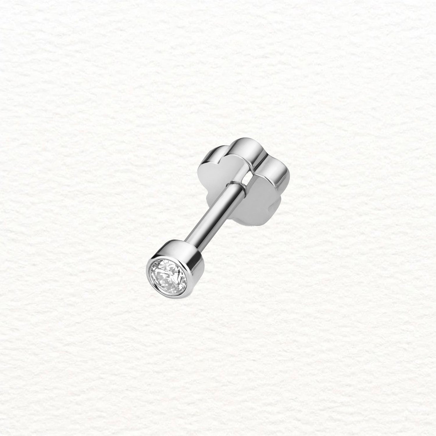 18K Gold and Diamond Rubover Cartilage Stud Earring