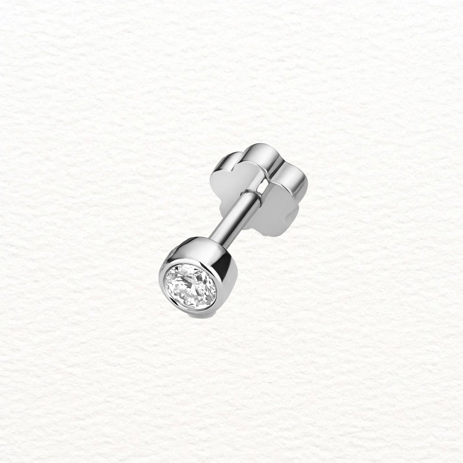 18K Gold and Diamond Rubover Cartilage Stud Earring
