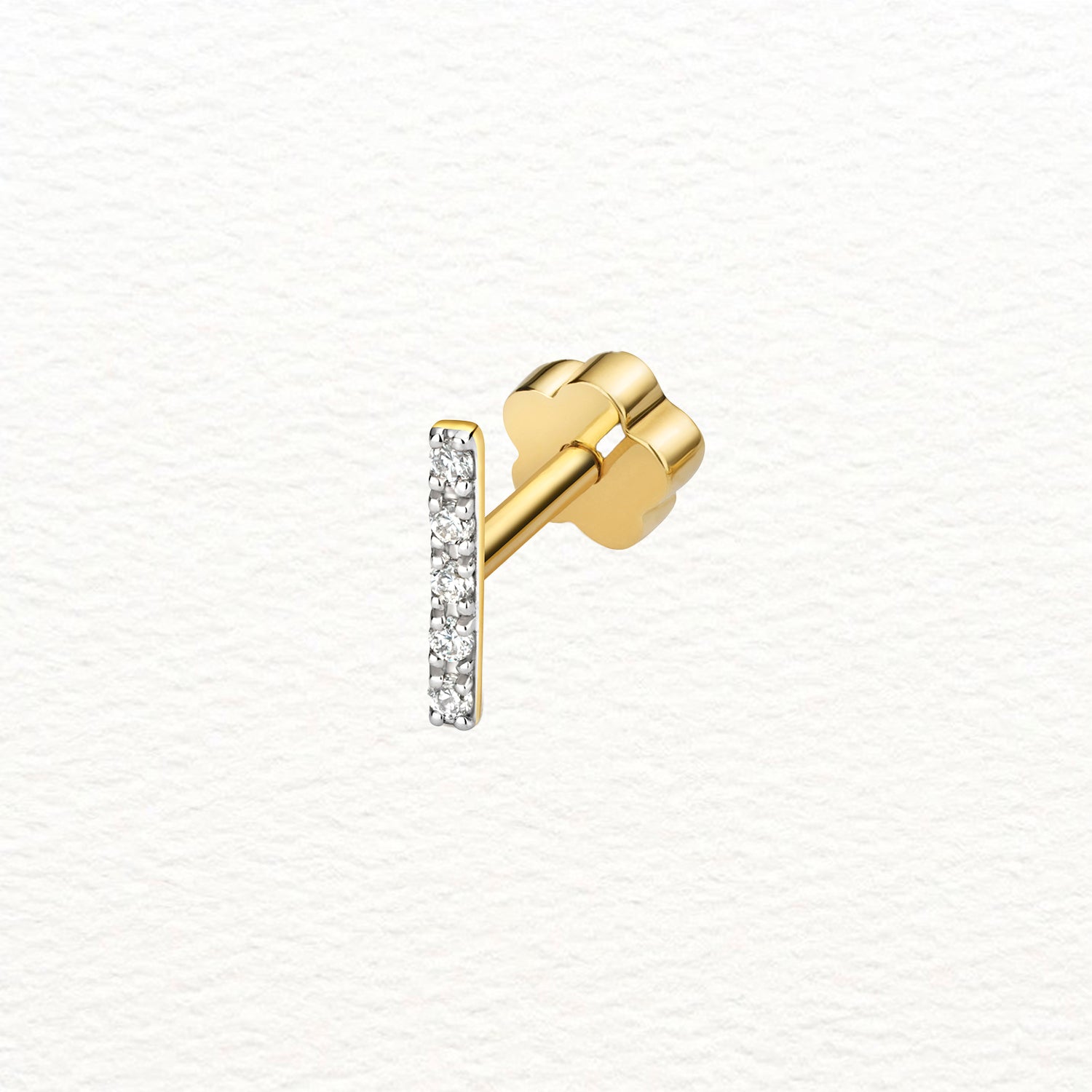 18K Gold and Diamond Bar Cartilage Stud Earring