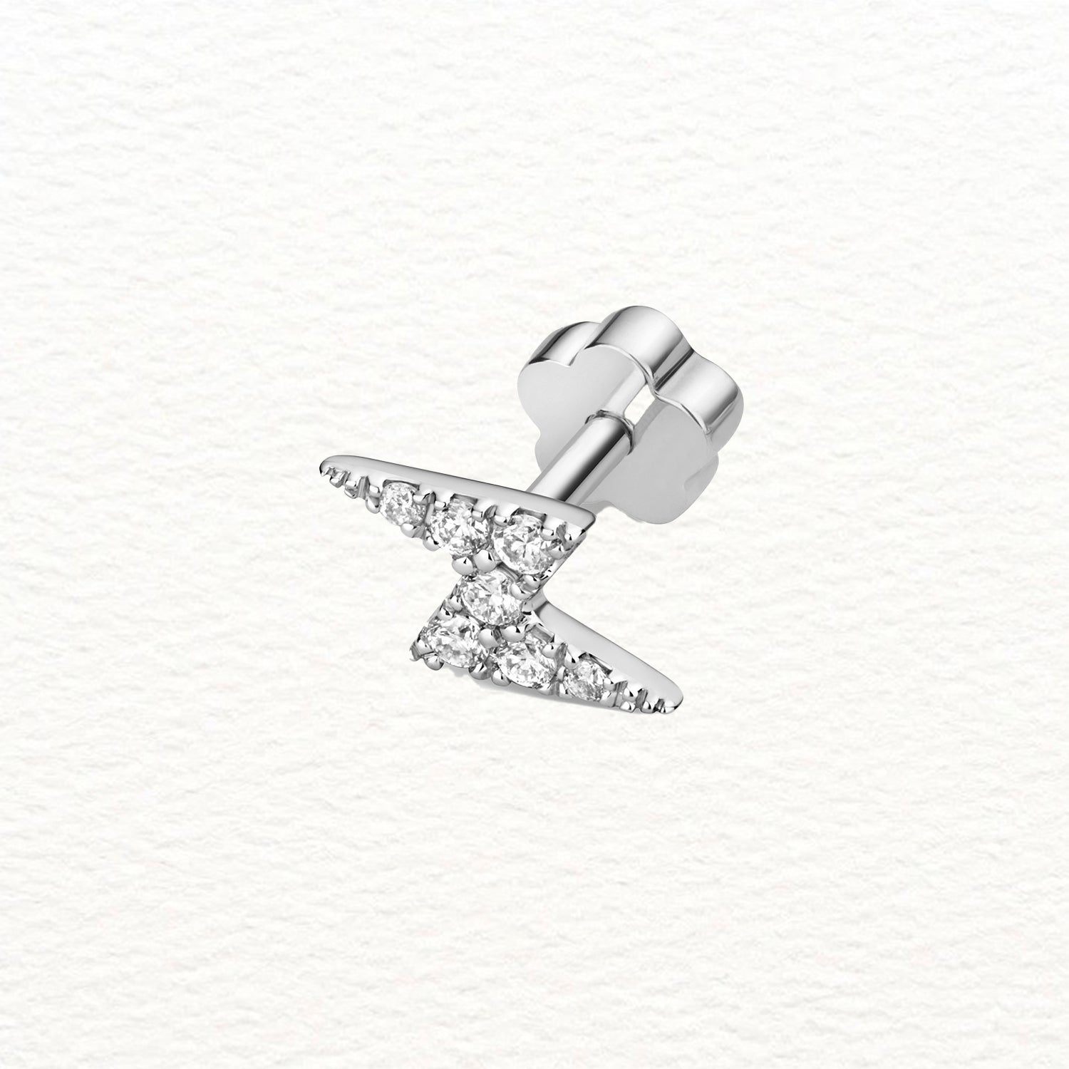 18K Gold and Diamond Lightning Cartilage Stud Earring