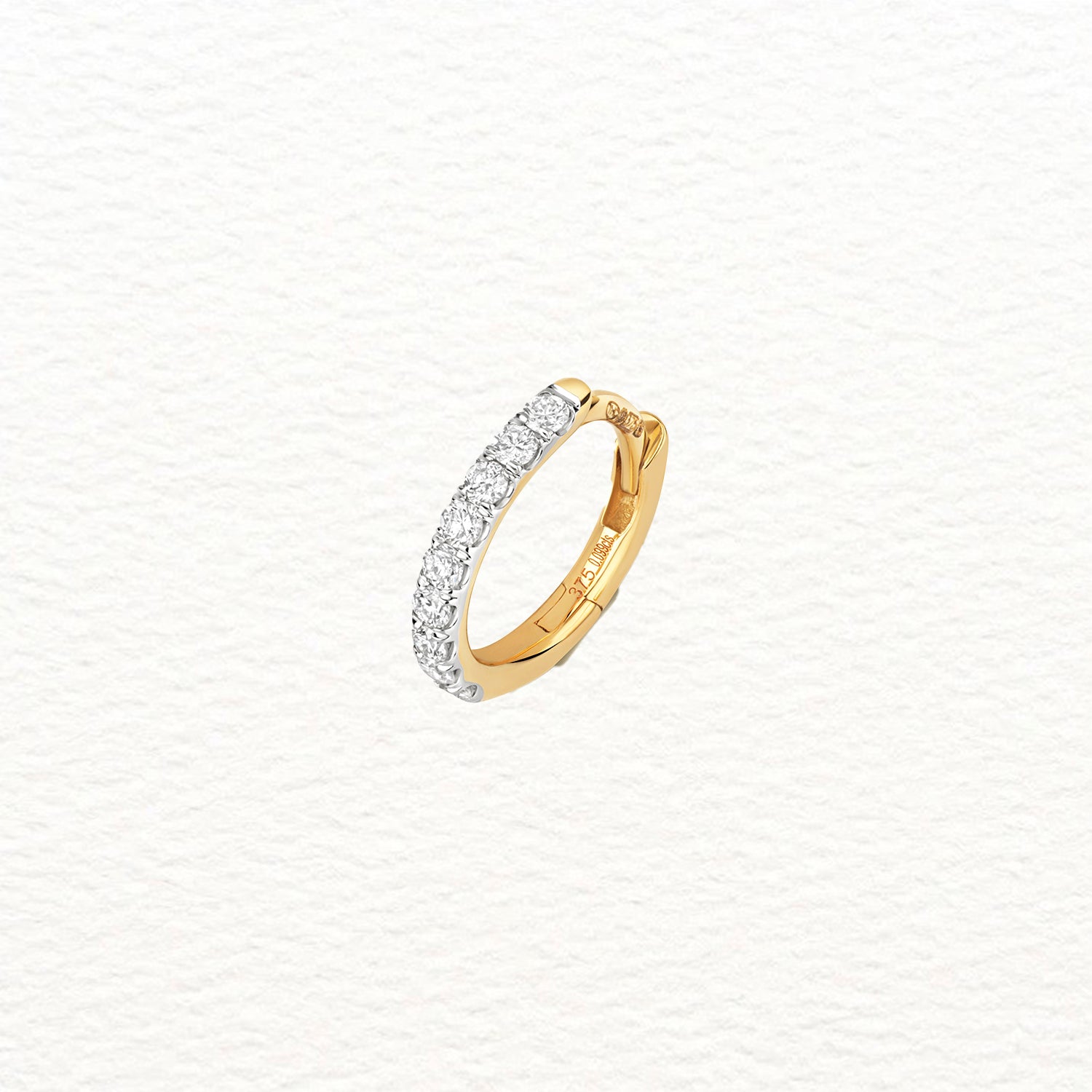 18K Gold and Diamond Single Row Hoop Earring