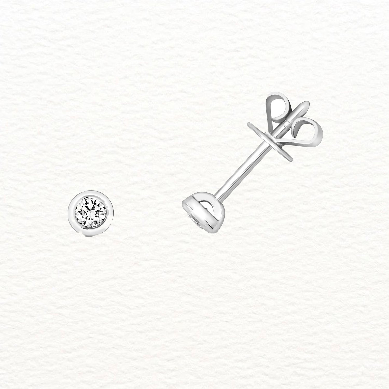 18K Gold and Diamond Rubover Stud Earring