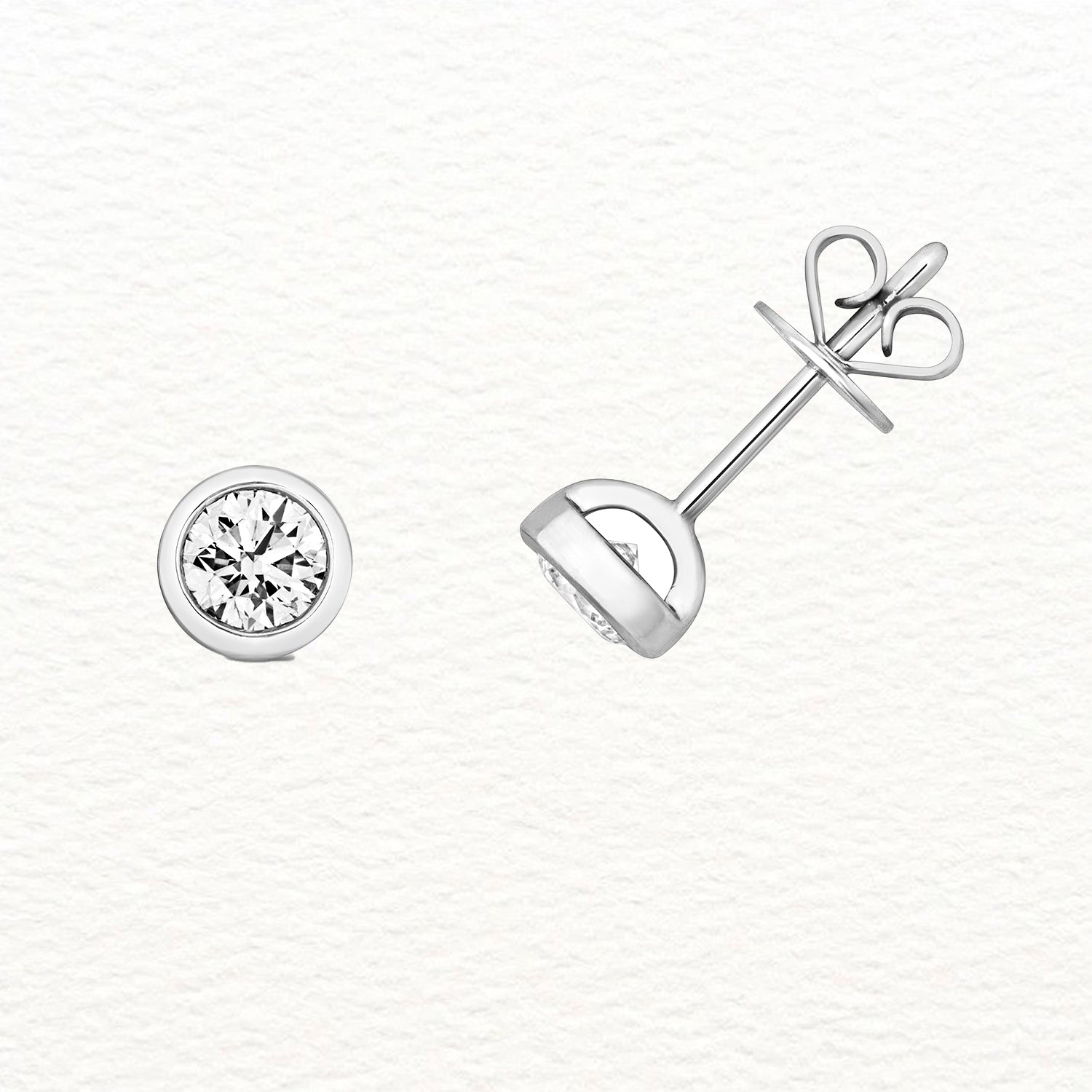 18K Gold and Diamond Rubover Stud Earring