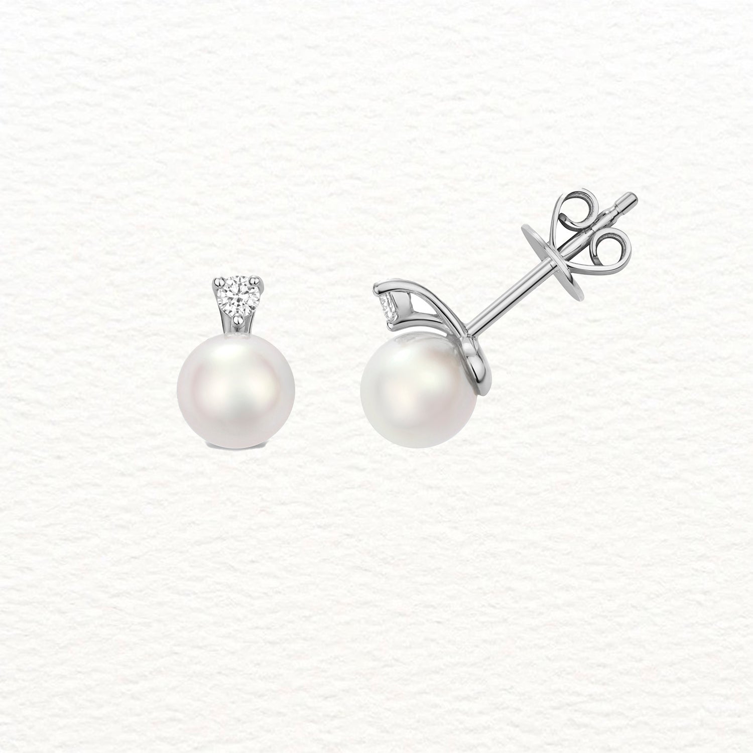 18K Gold, Diamond, and Akoya Pearl Drop Stud Earring