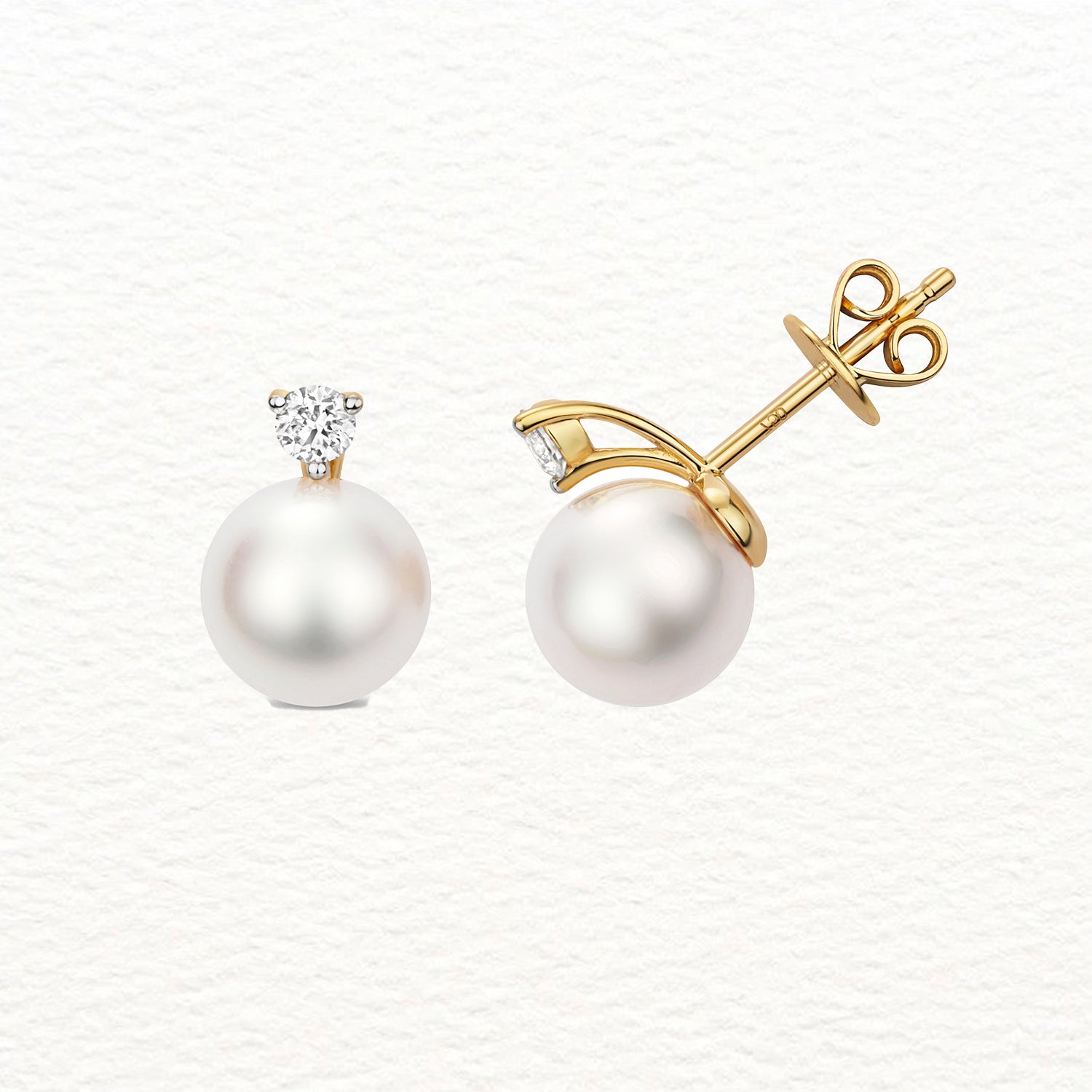 18K Gold, Diamond, and Akoya Pearl Drop Stud Earring