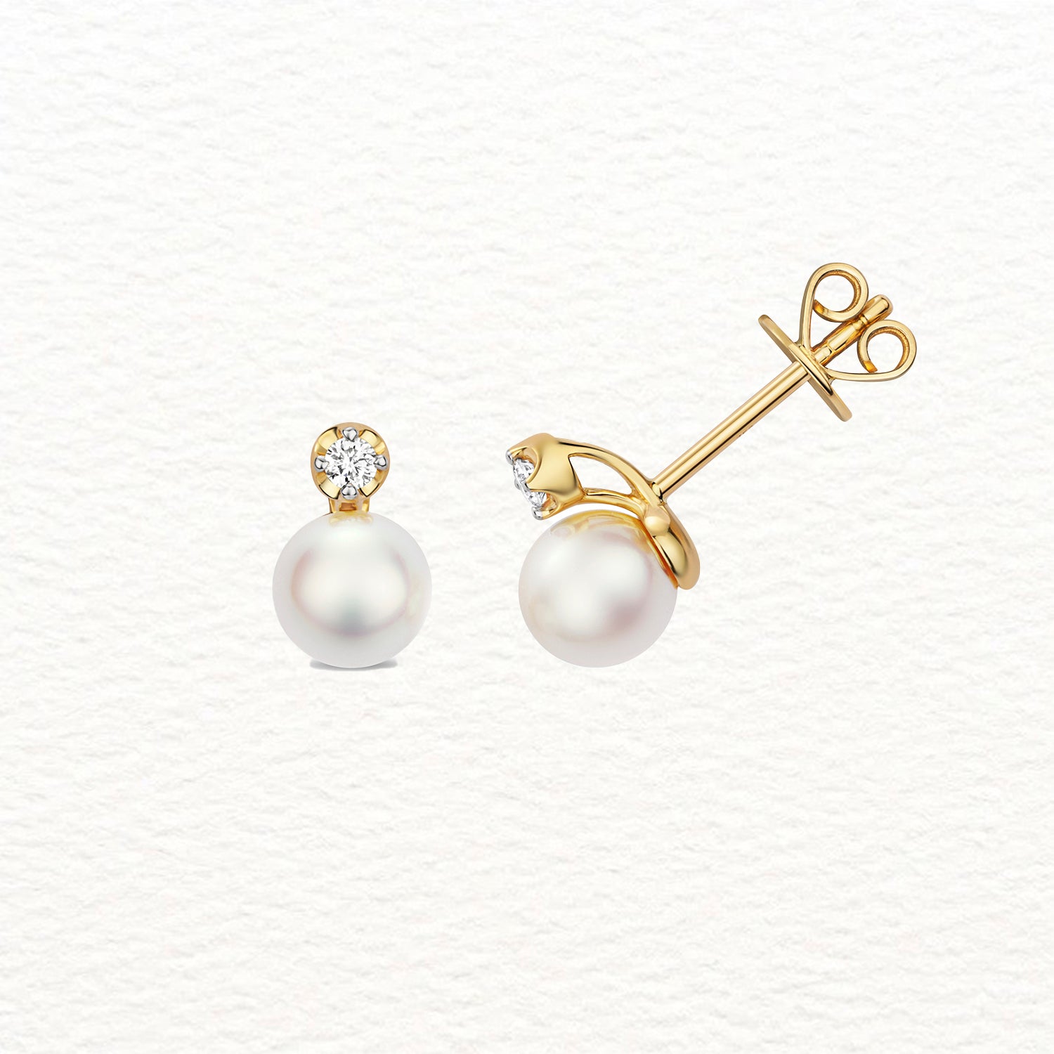 18K Gold, Diamond, and Akoya Pearl Drop Earring