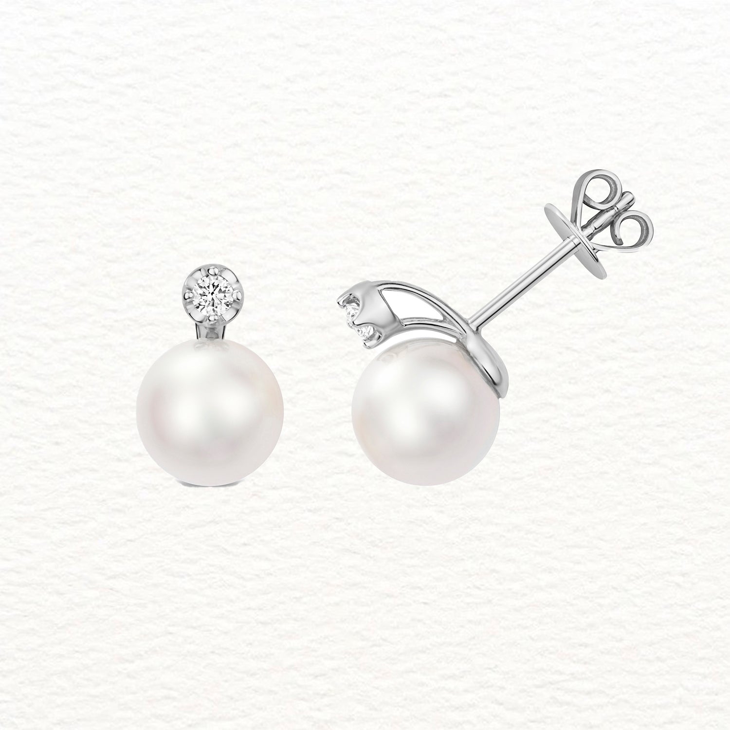 18K Gold, Diamond, and Akoya Pearl Drop Earring