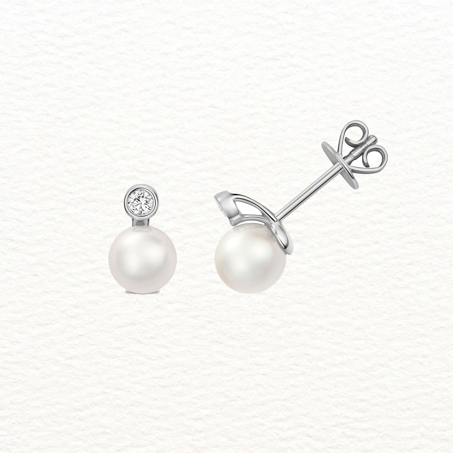 18K Gold, Diamond, and Akoya Pearl Rubover Drop Earring