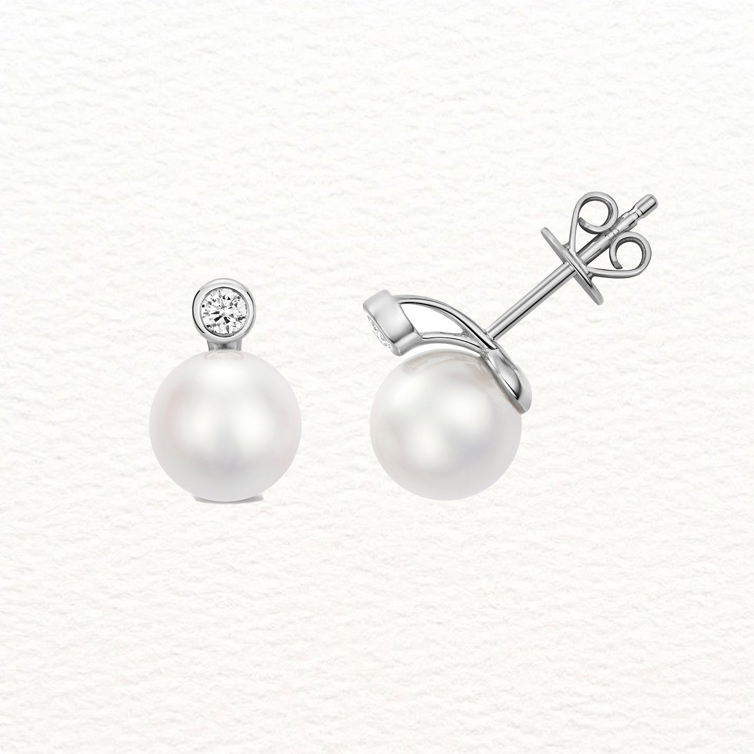 18K Gold, Diamond, and Akoya Pearl Rubover Drop Earring