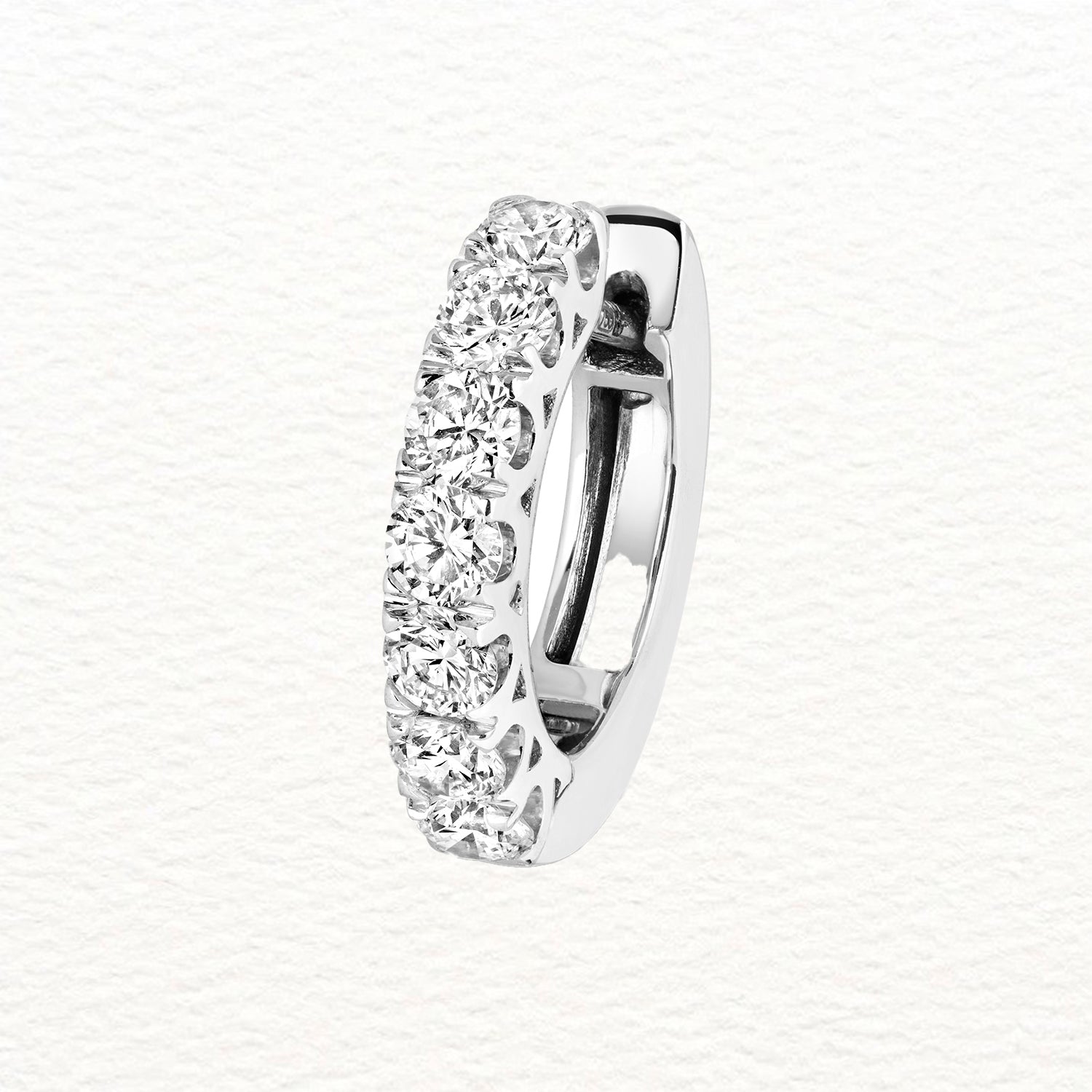 18K Gold and Diamond Huggie Diamond Row Earring