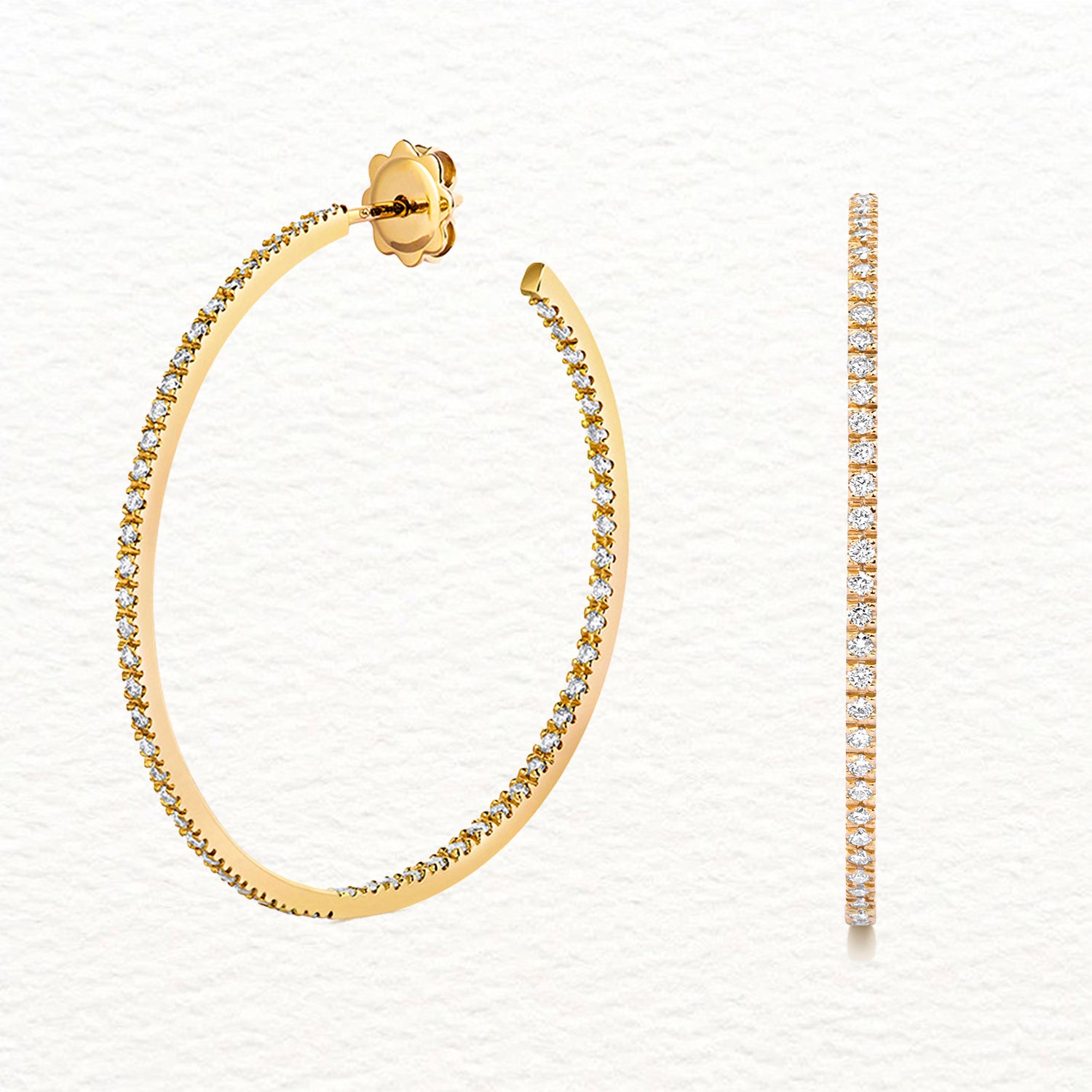 18K Gold and Diamond Large Hoop Earring