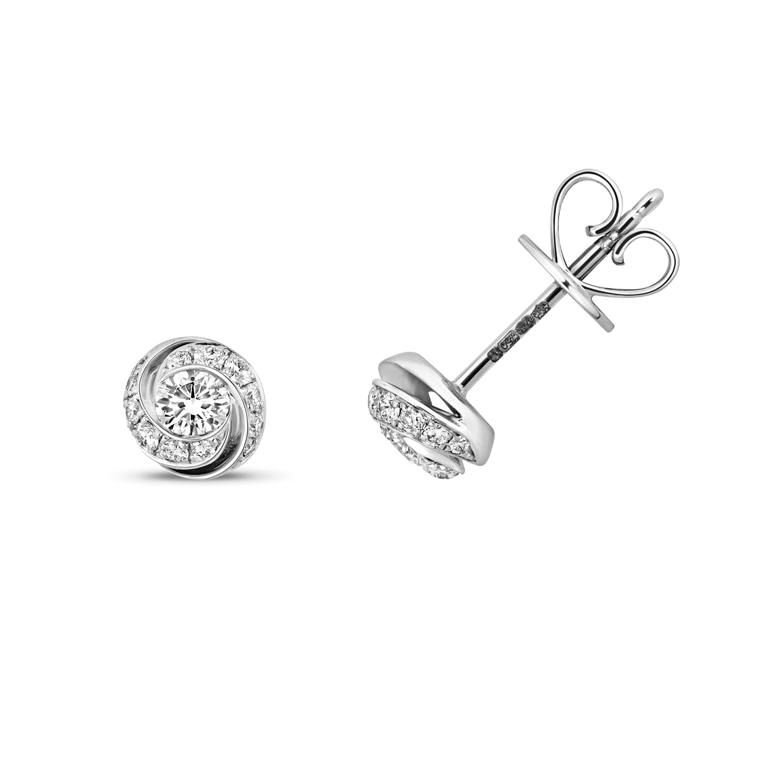 18K Gold and Diamond Swirl Stud Earring