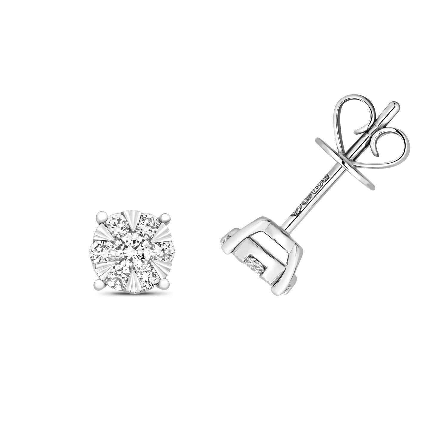 18K Gold and Diamond Brilliant Stud Earring