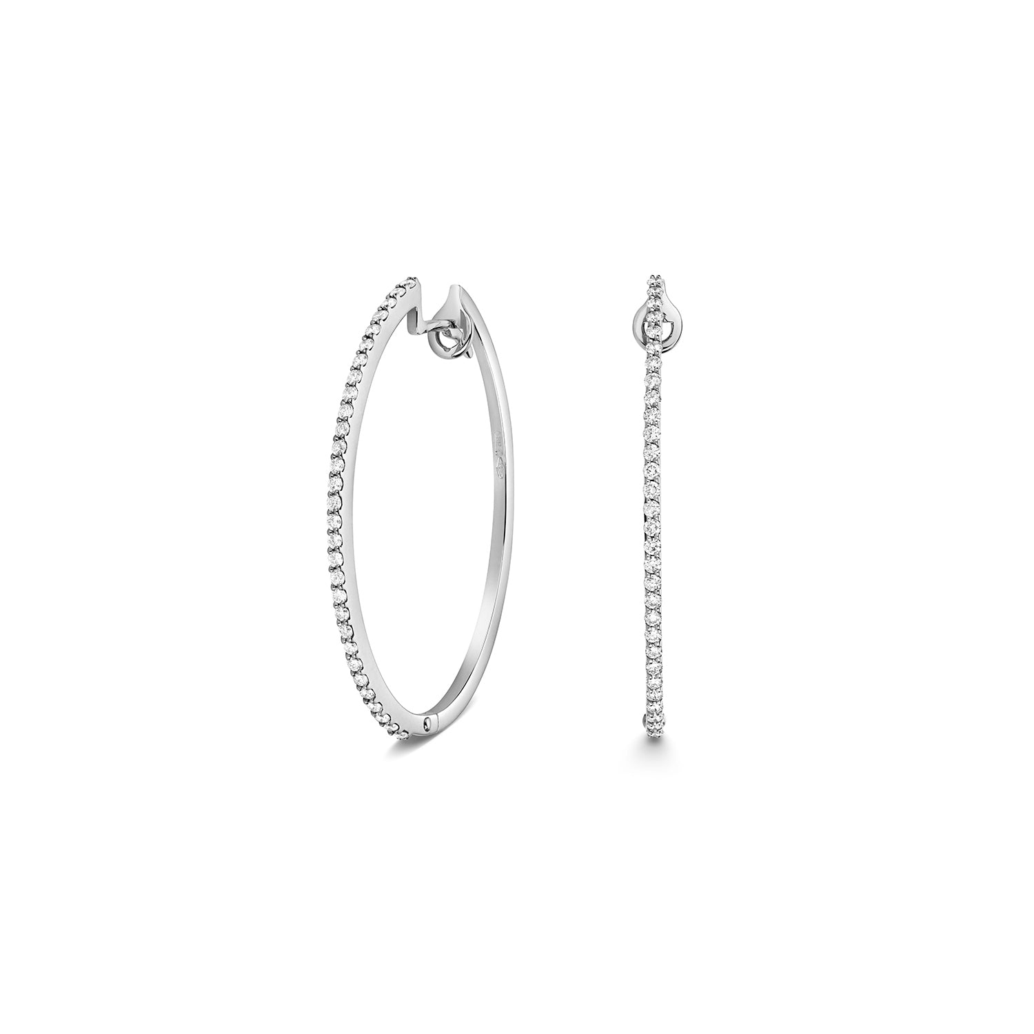 18K Gold and Diamond Oval Hoop Earrings