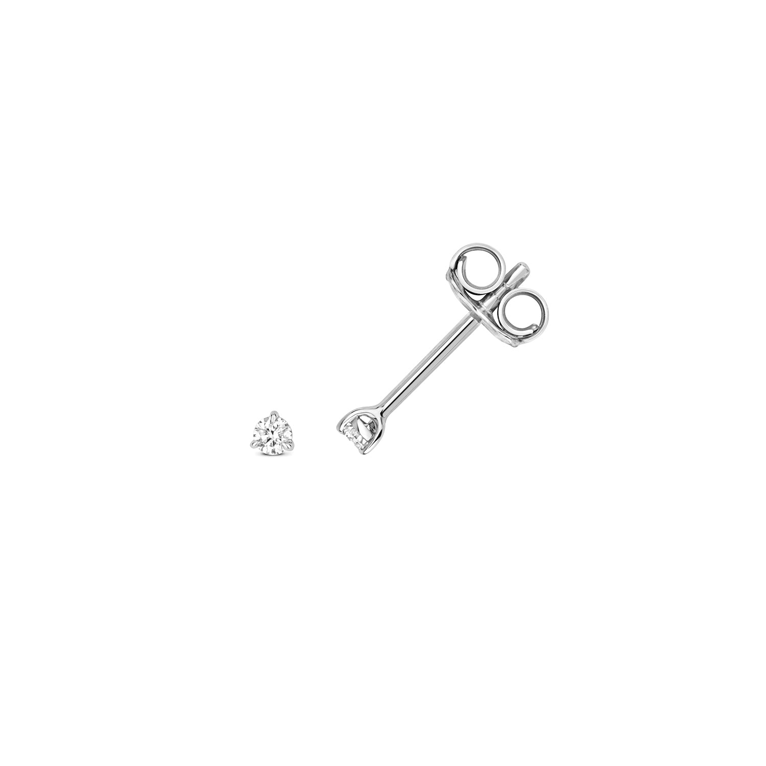 18K Gold and Diamond 3-Claw Solitaire Stud Earring