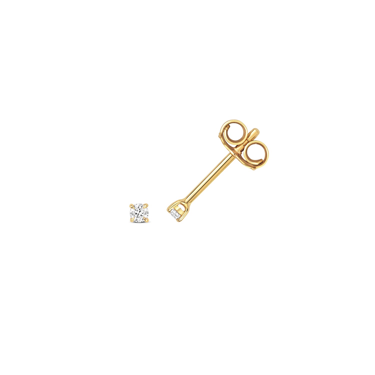 18K Gold and Diamond 4-Claw Solitaire Stud Earring