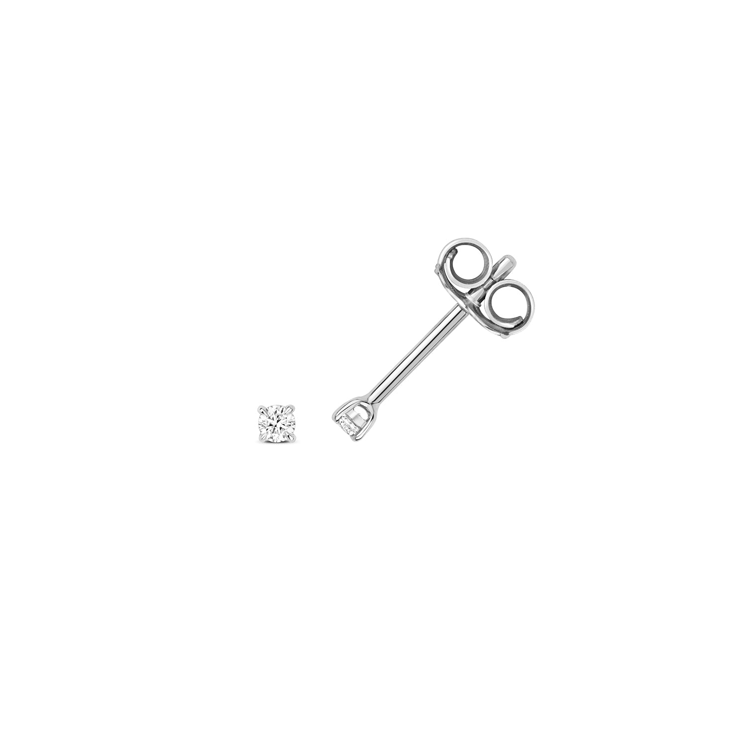 18K Gold and Diamond 4-Claw Solitaire Stud Earring