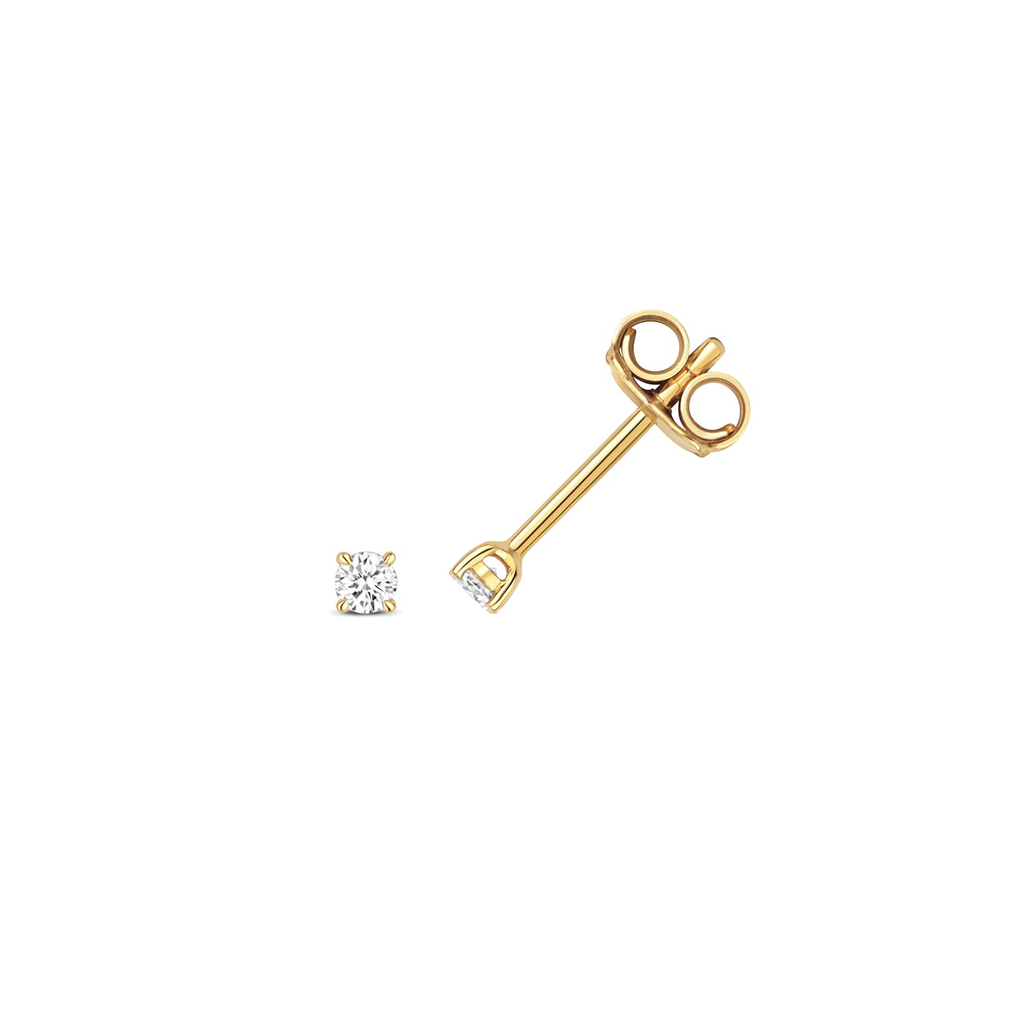 18K Gold and Diamond 4-Claw Solitaire Stud Earring