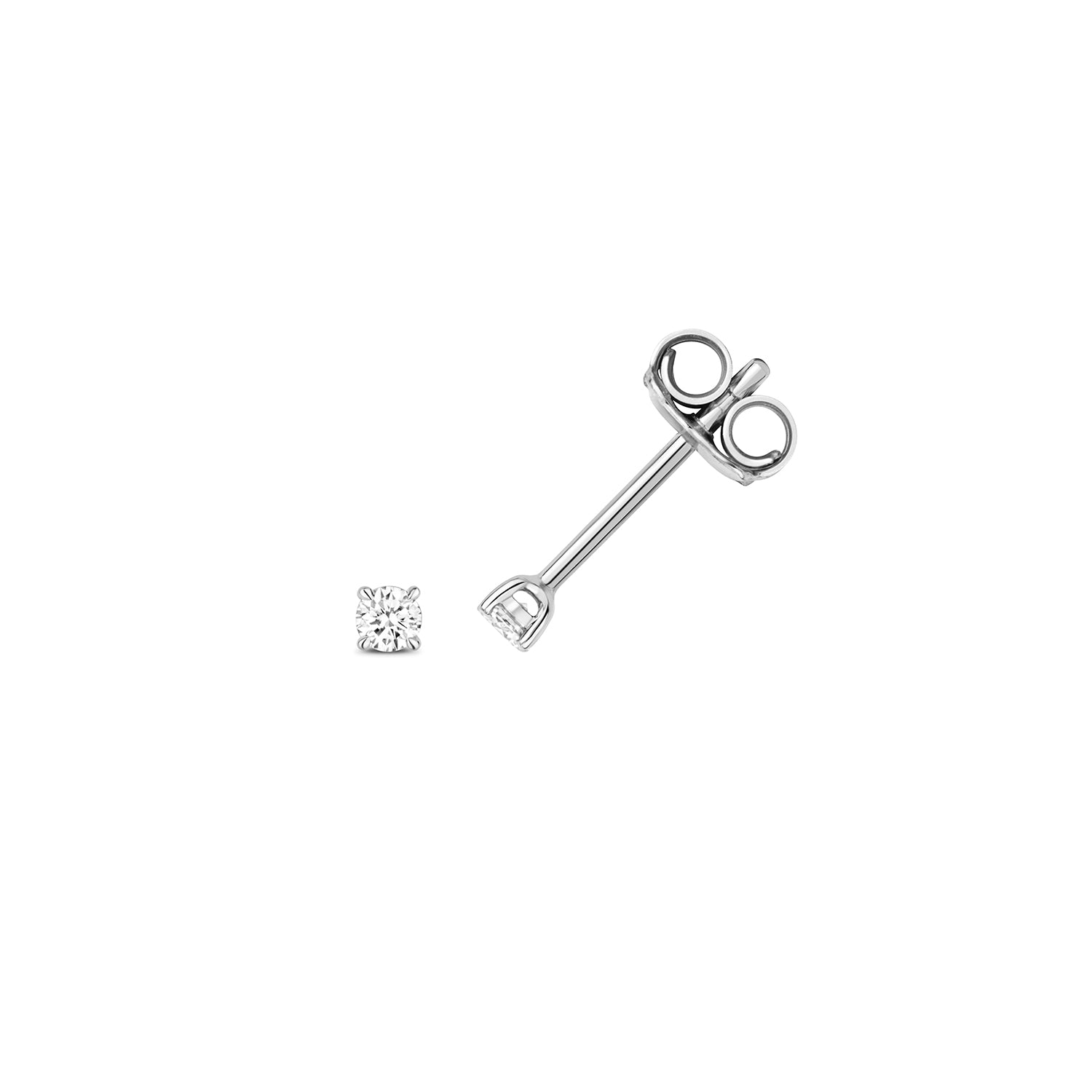 18K Gold and Diamond 4-Claw Solitaire Stud Earring