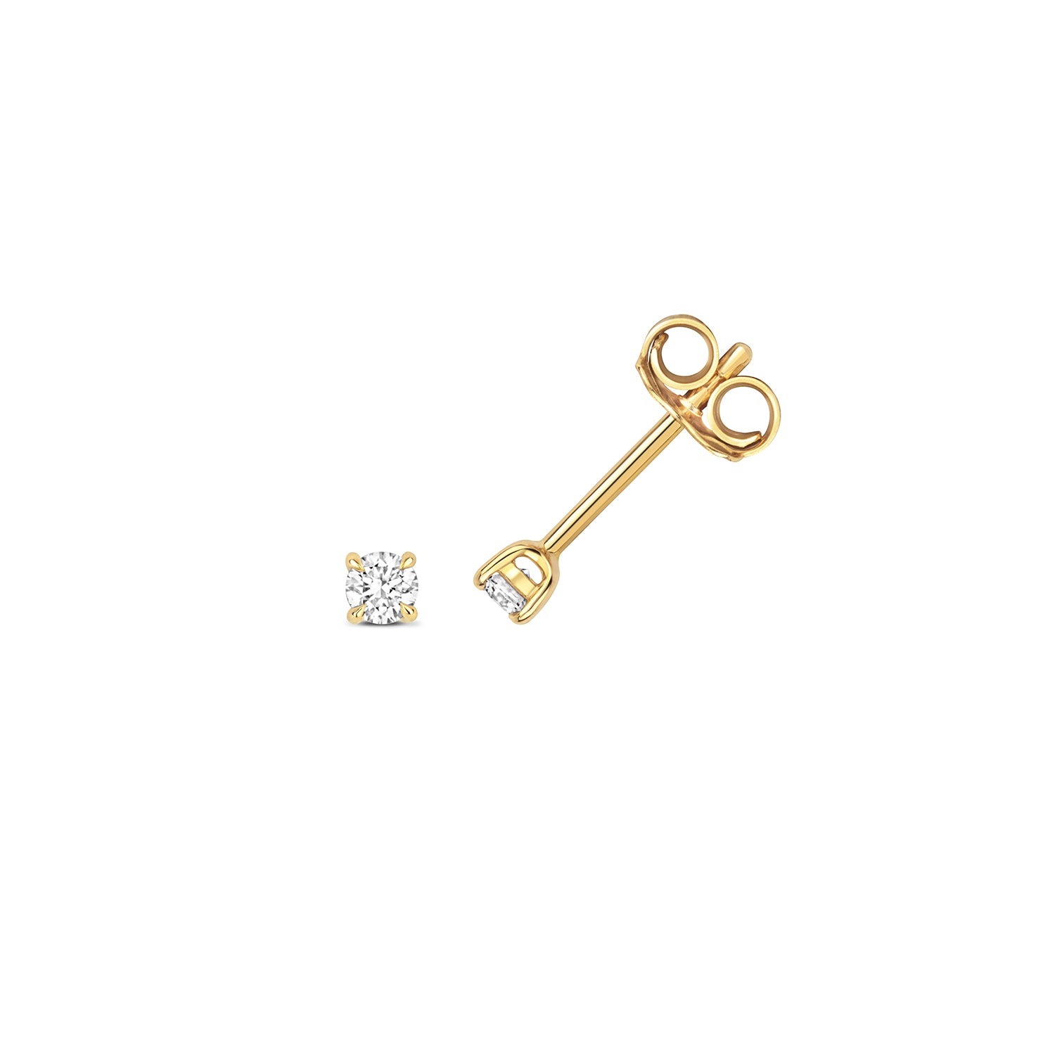 18K Gold and Diamond 4-Claw Solitaire Stud Earring