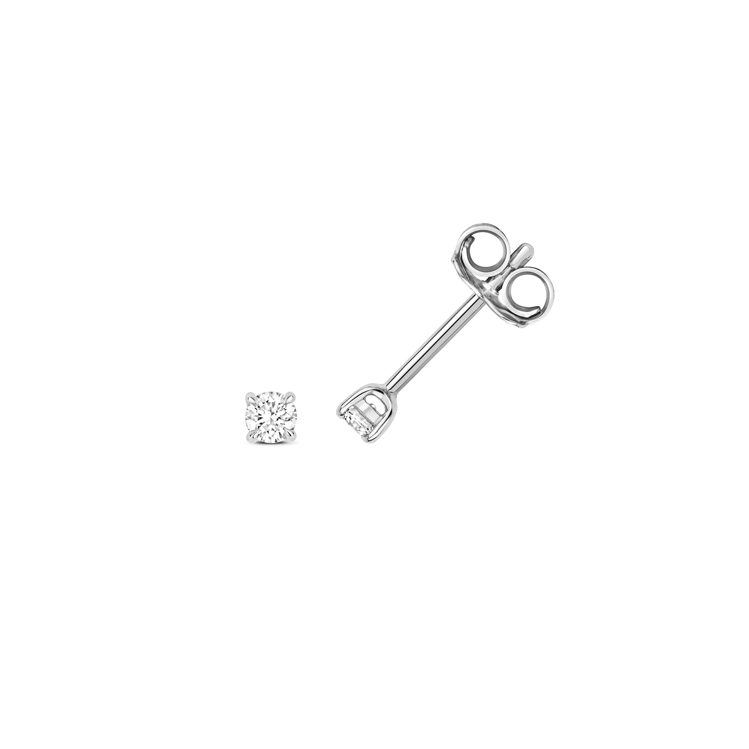 18K Gold and Diamond 4-Claw Solitaire Stud Earring