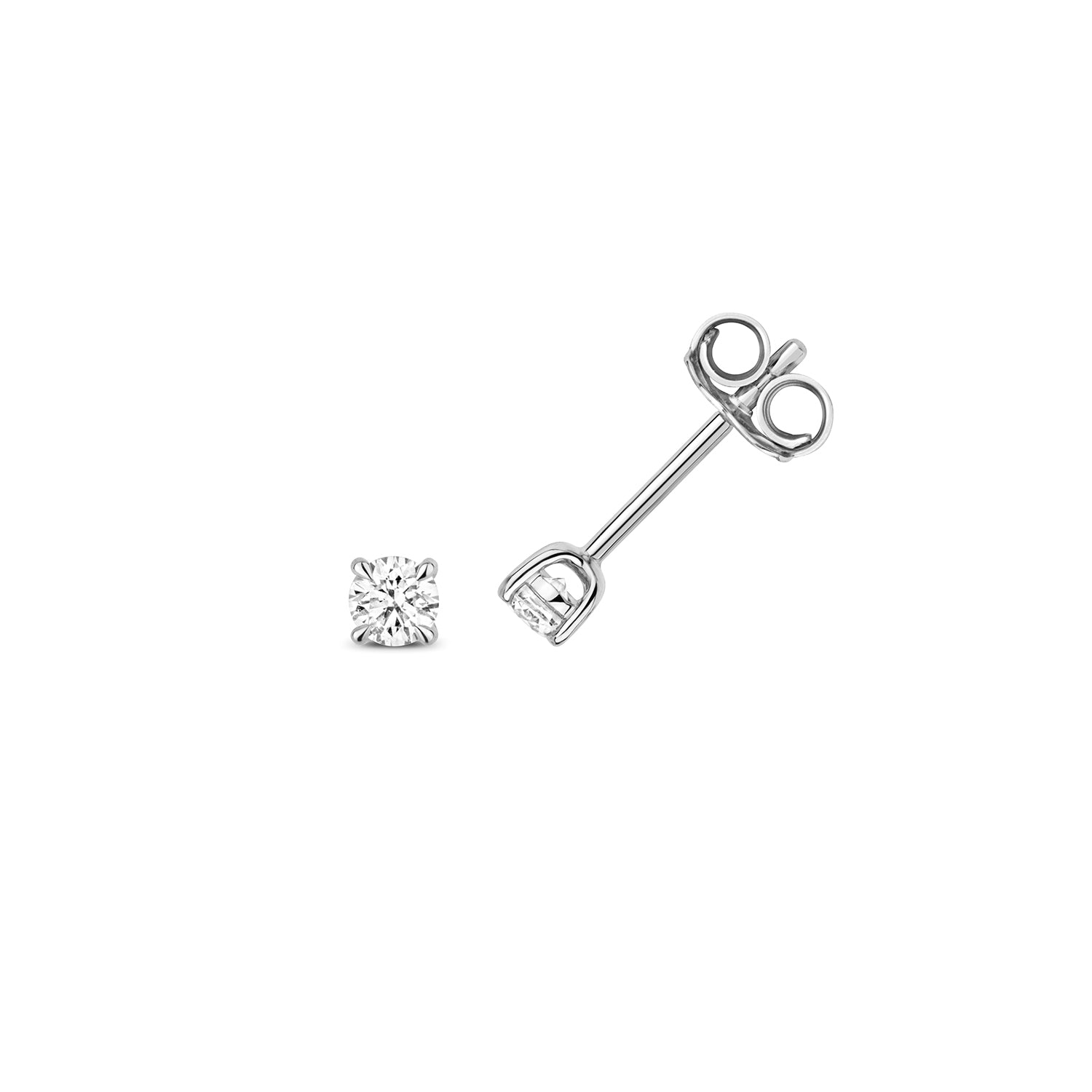 18K Gold and Diamond 4-Claw Solitaire Stud Earring