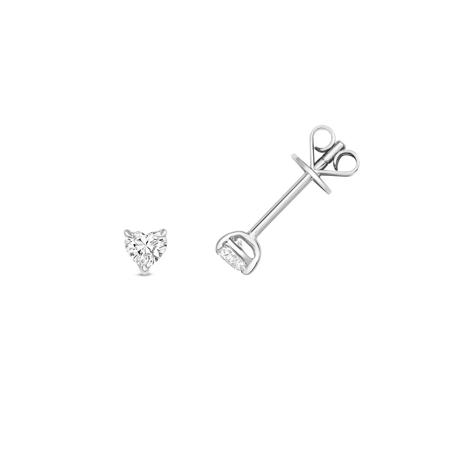 18K Gold and Diamond Heart Solitaire Stud Earring