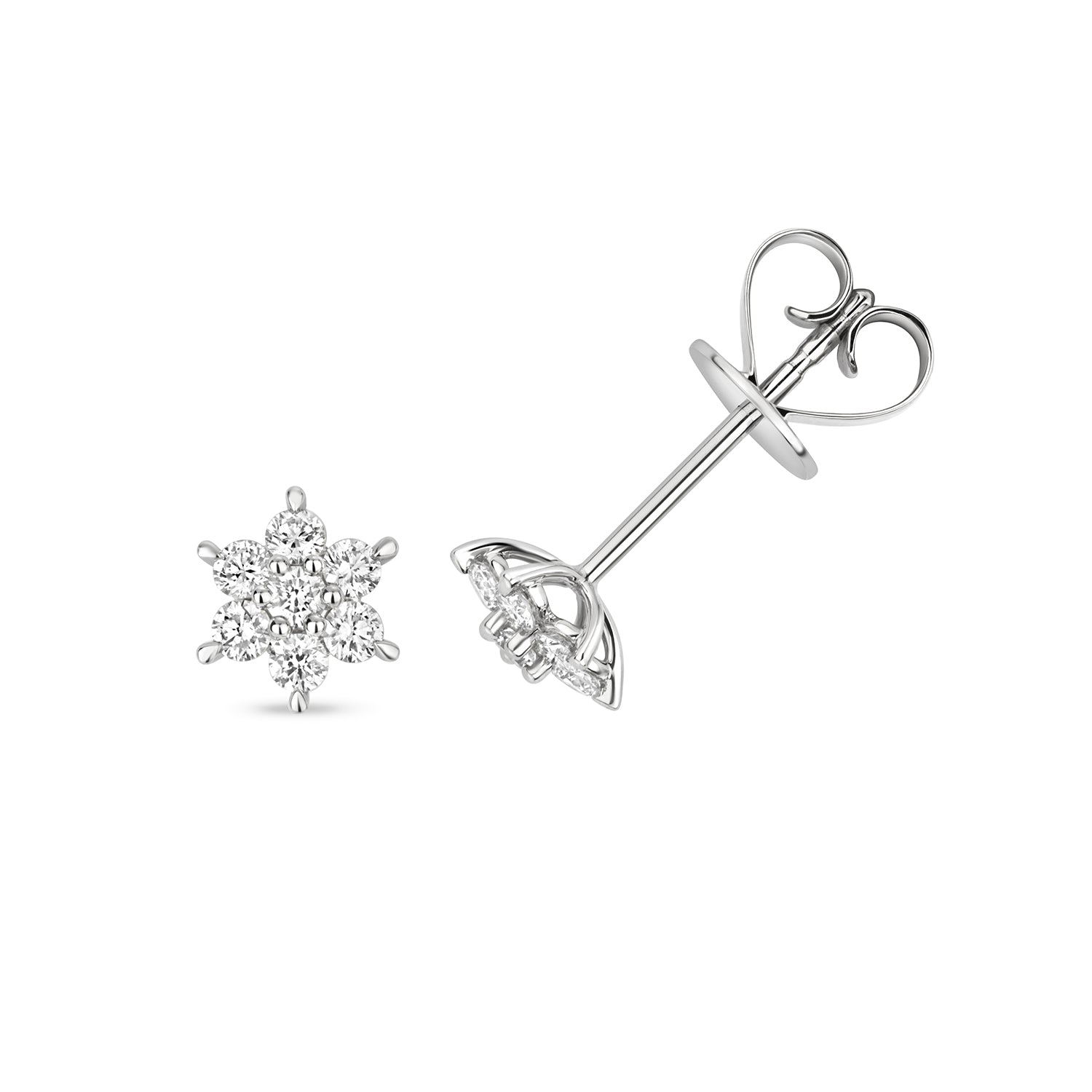 18K Gold and Diamond Cluster Stud Earring