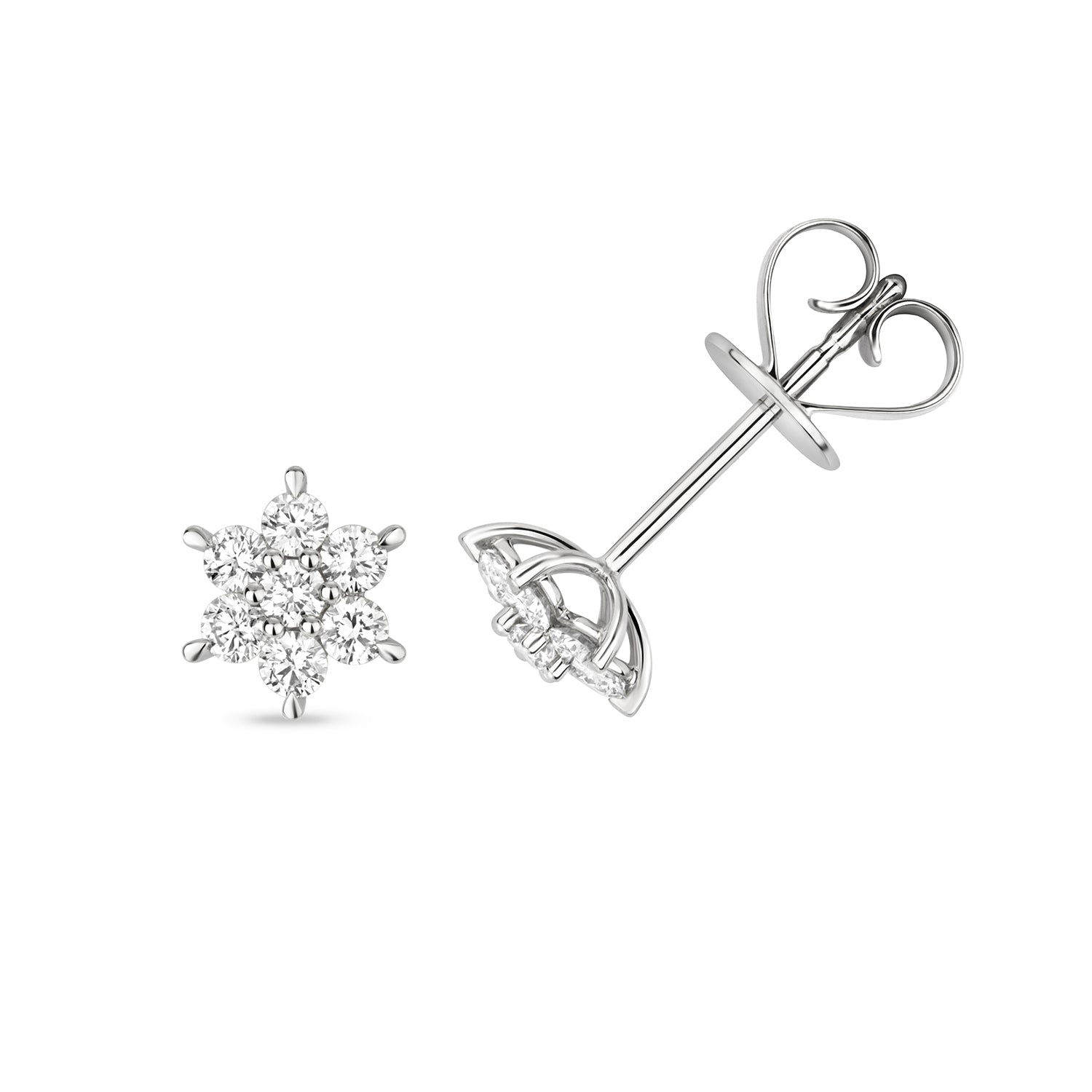 18K Gold and Diamond Cluster Stud Earring