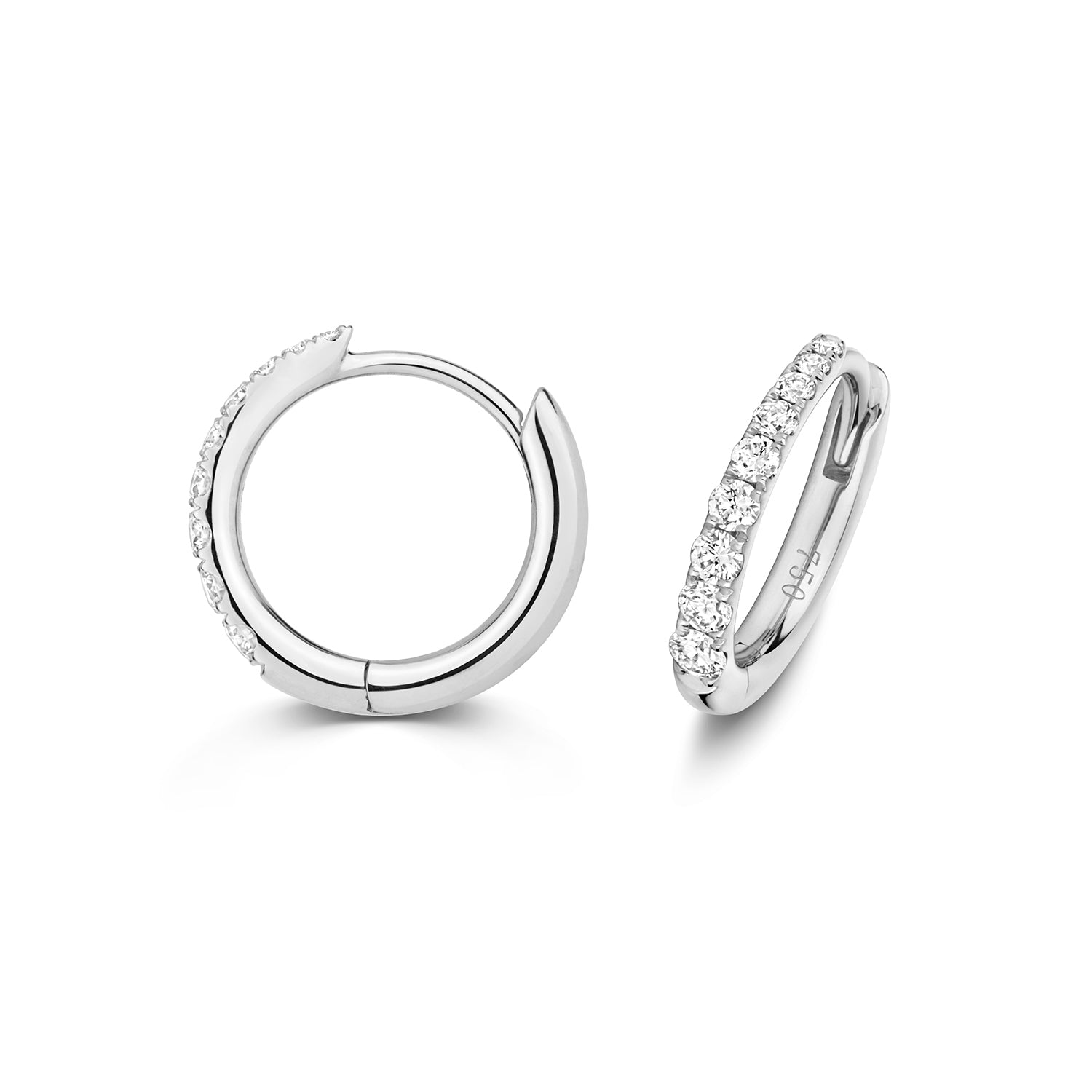 18K Gold and Diamond Tapered Huggie Earring