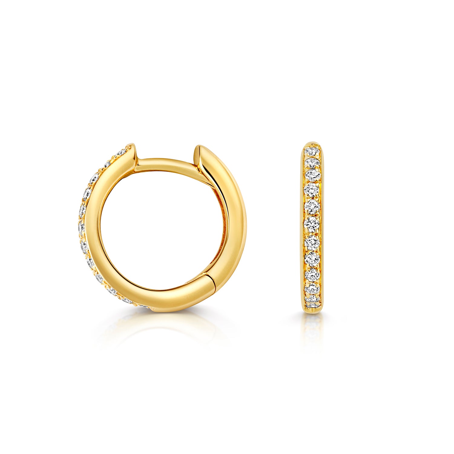 18K Gold and Diamond Channel Huggie Earring