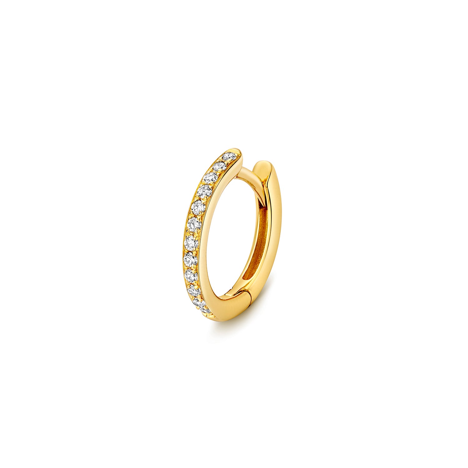 18K Gold and Diamond Channel Huggie Earring