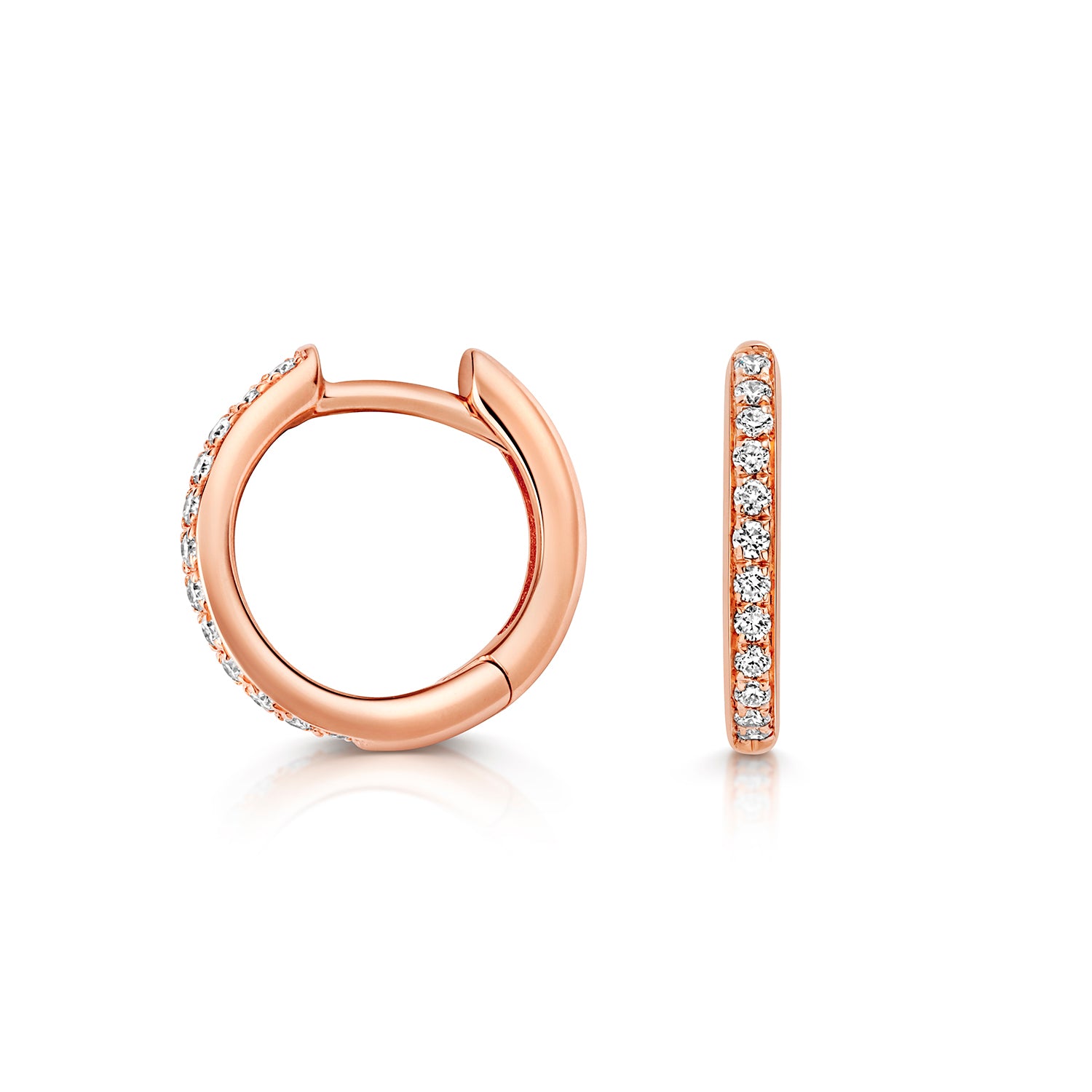 18K Gold and Diamond Channel Huggie Earring