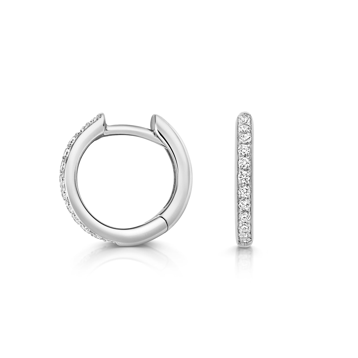 18K Gold and Diamond Channel Huggie Earring
