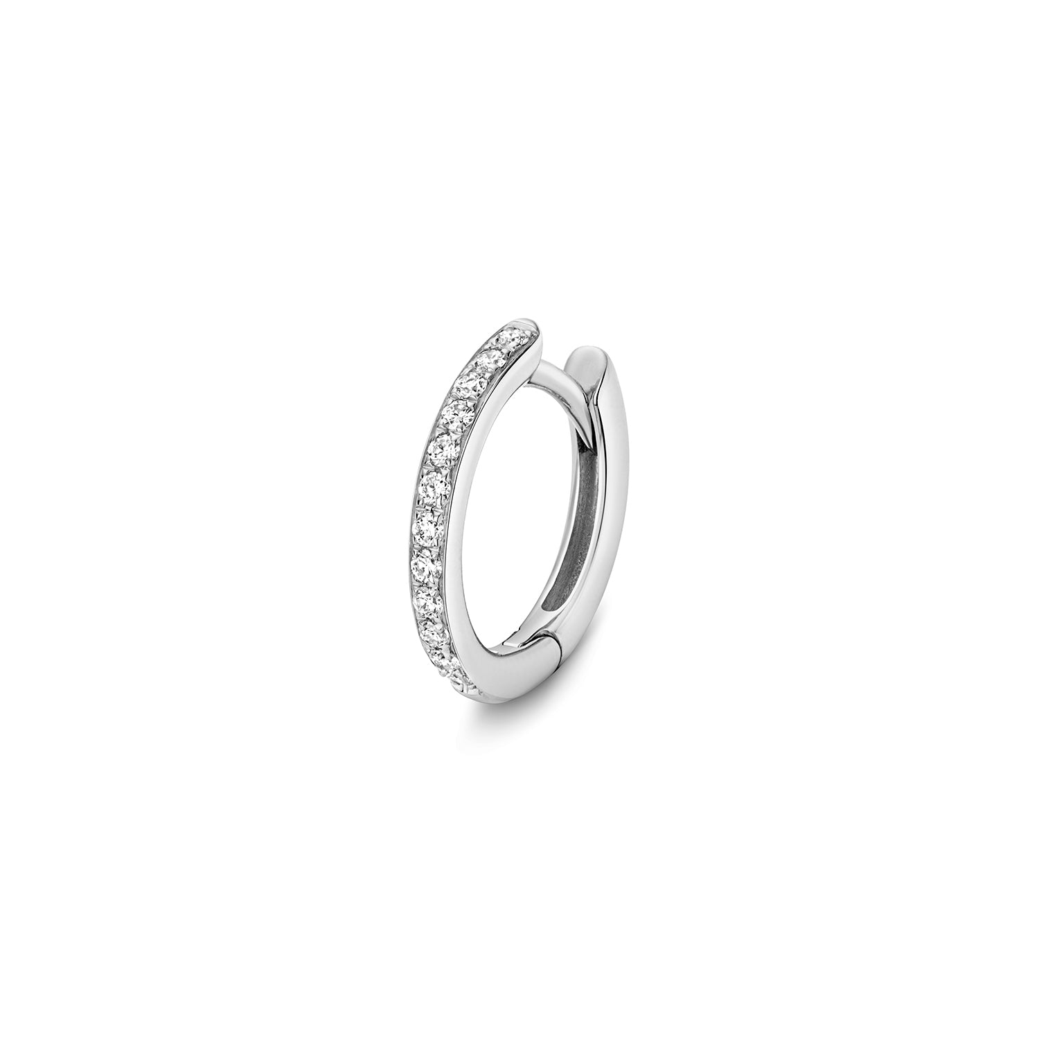 18K Gold and Diamond Channel Huggie Earring