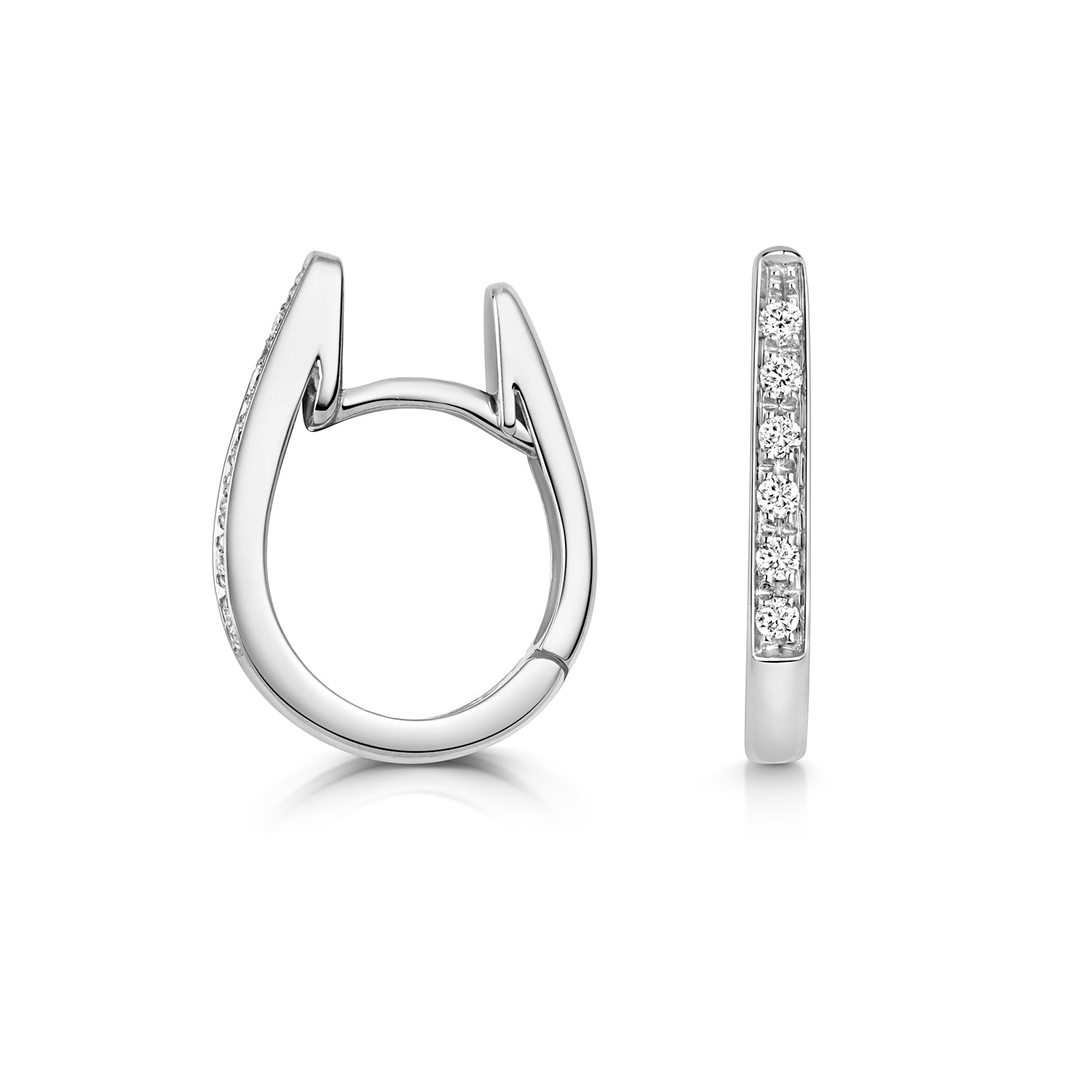 18K Gold and Diamond Oval Hoop Earring