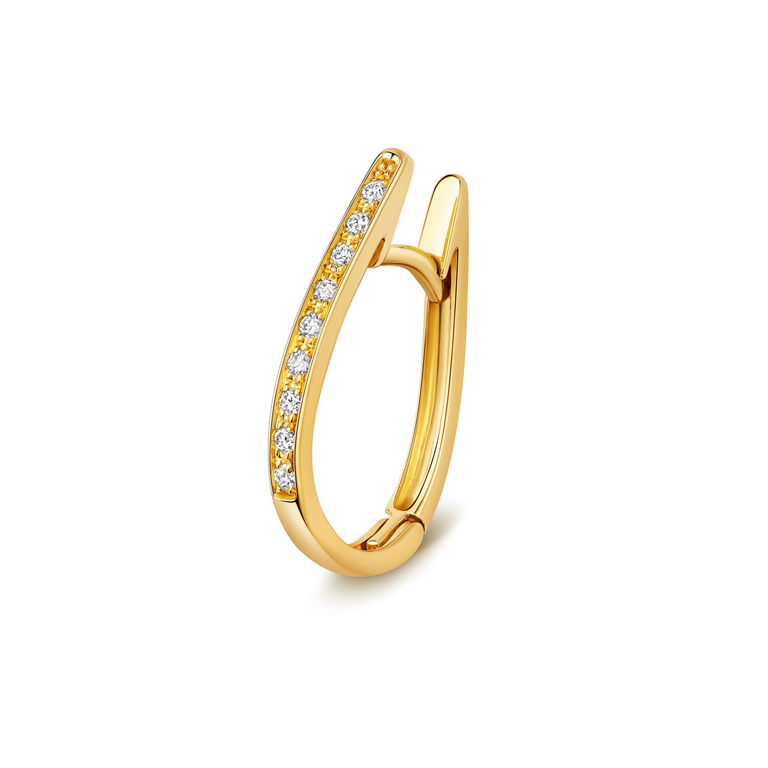 18K Gold and Diamond Oval Hoop Earring