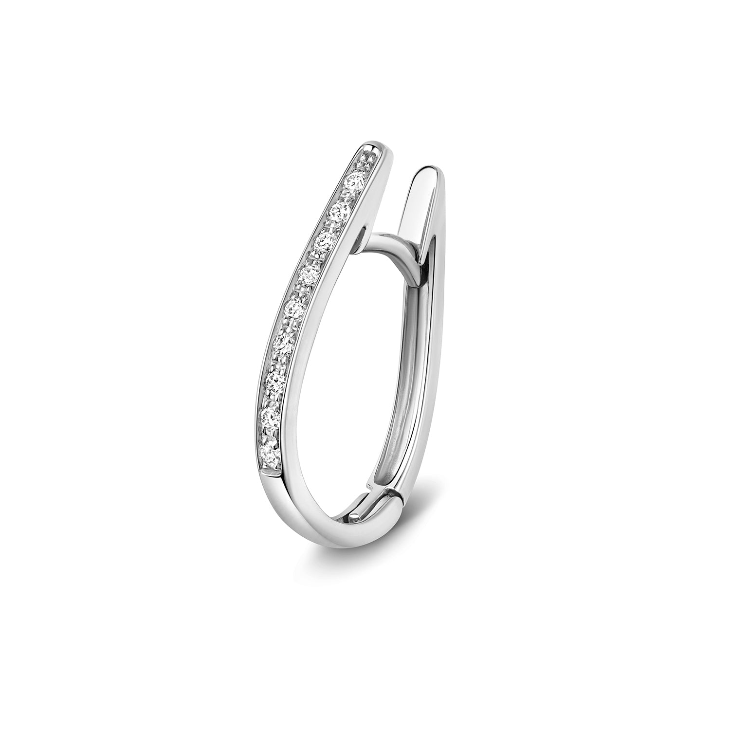 18K Gold and Diamond Oval Hoop Earring