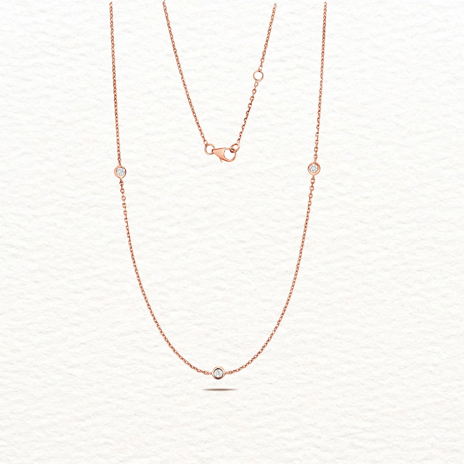 18K Gold Diamond Station Necklace