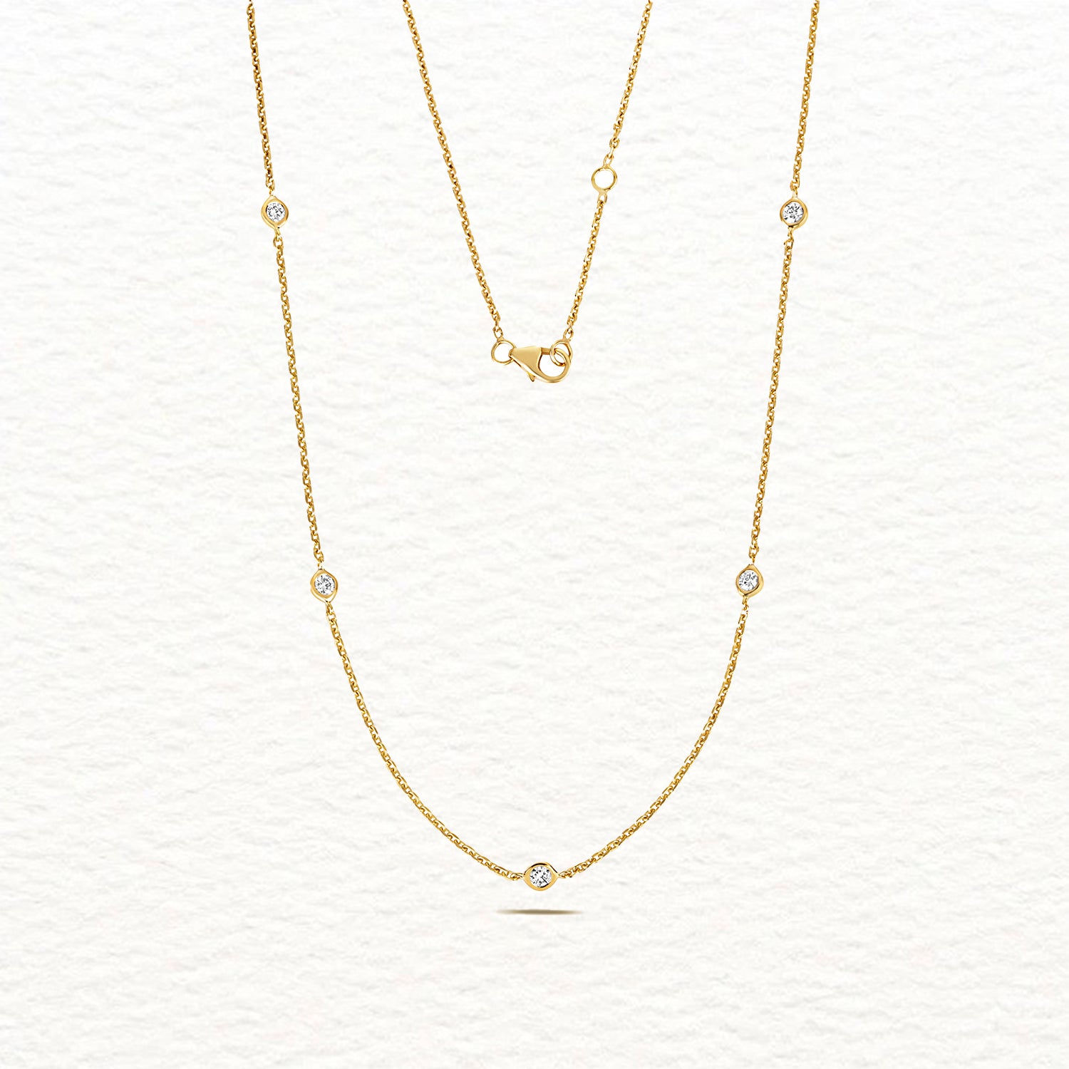 18K Gold Diamond Station Necklace