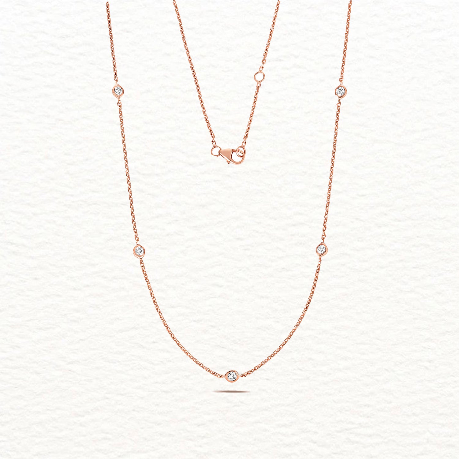 18K Gold Diamond Station Necklace