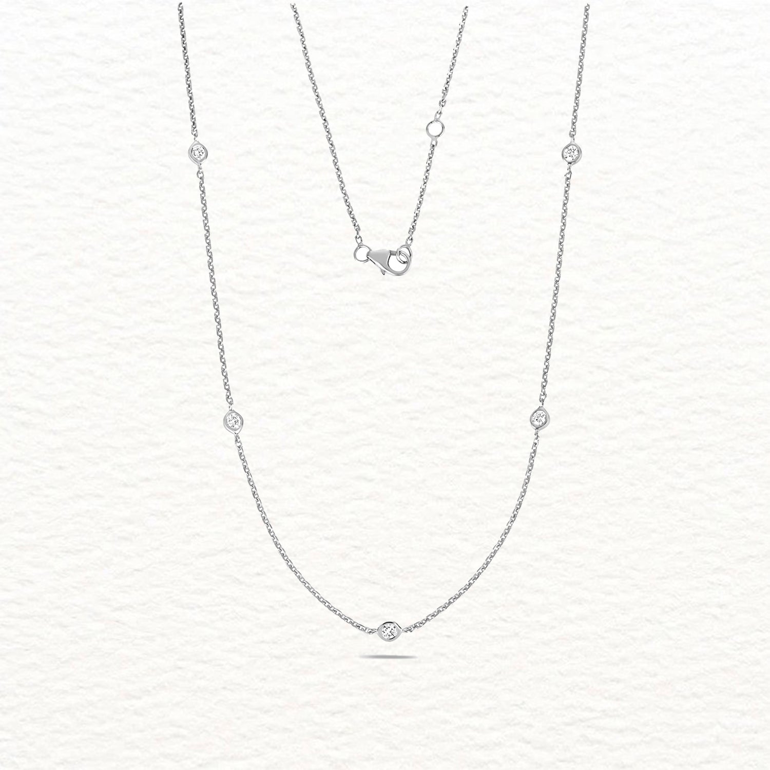 18K Gold Diamond Station Necklace