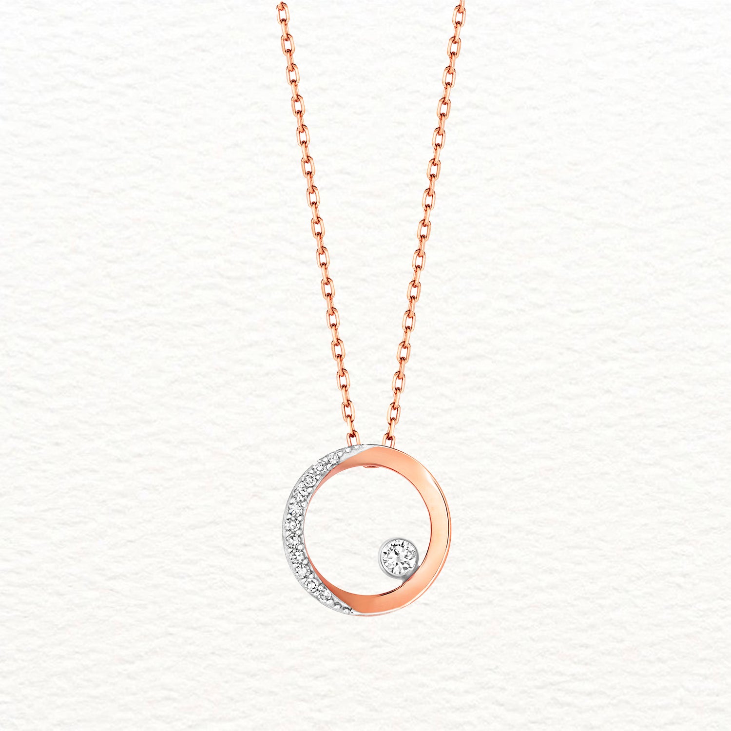 18K Gold and Diamond Circular Pendant Necklace